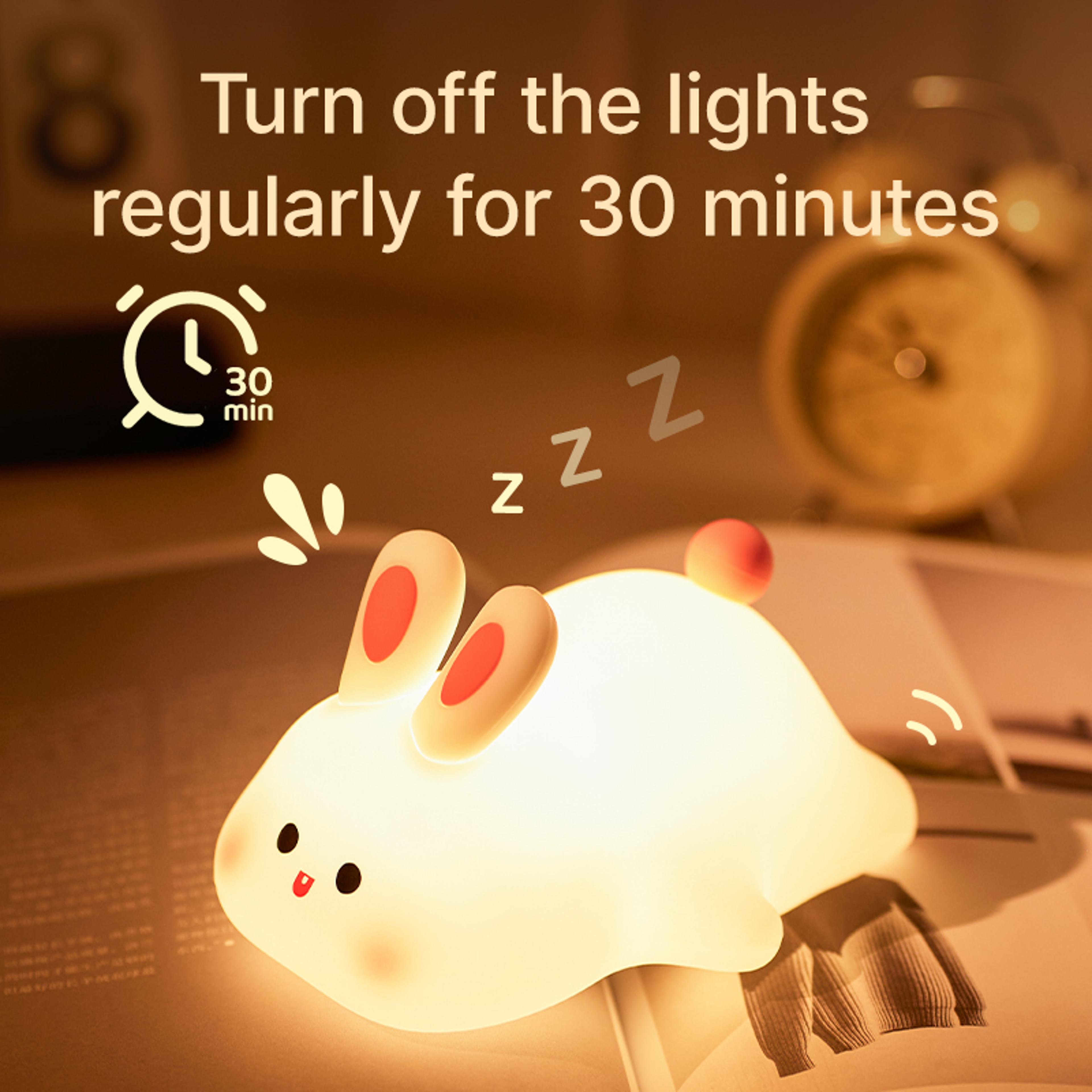 Cute Silicone Night Light USB Rechargeable Kids Night Light With Timer Soft LED Bedside Lamp 6