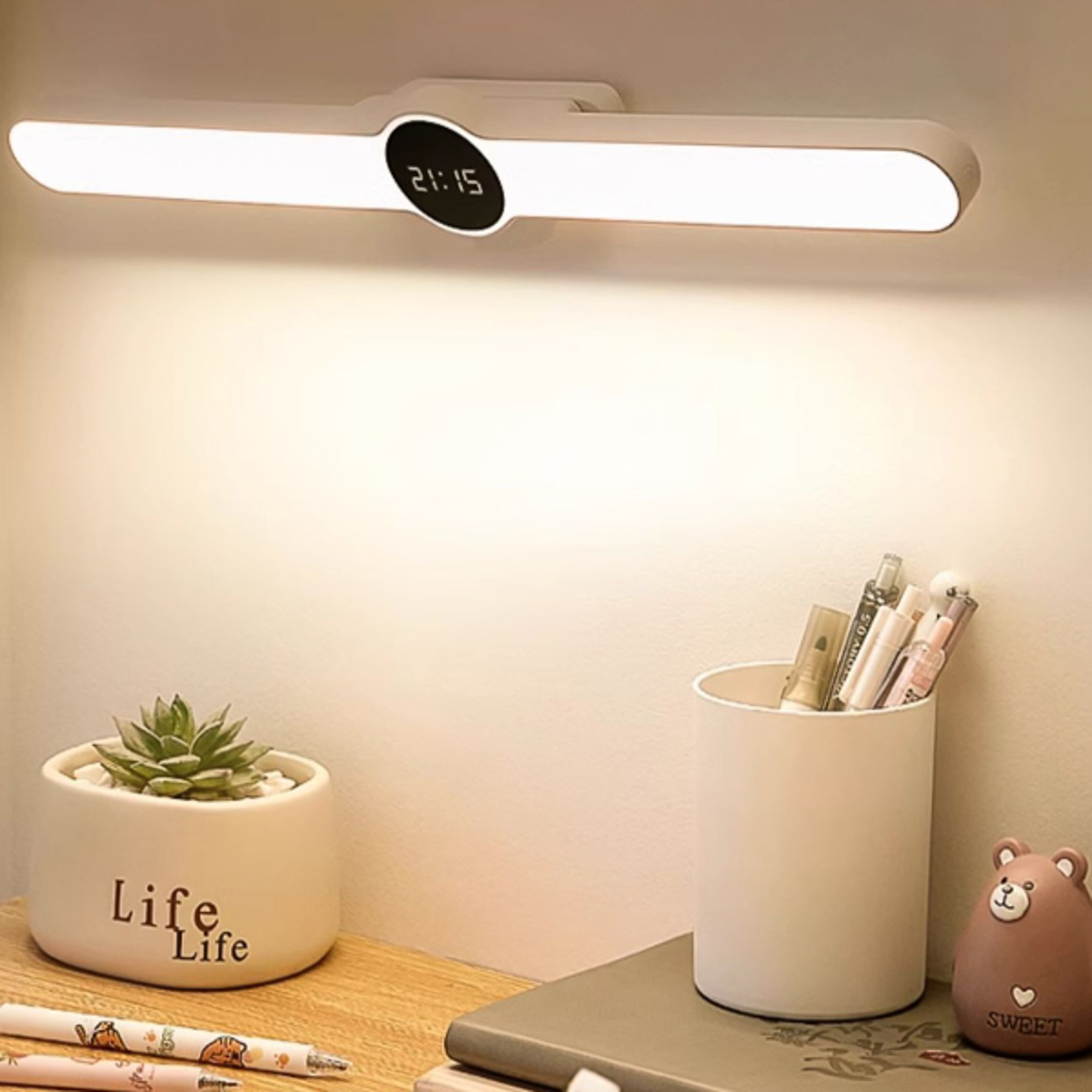 rechargeable led desk lamp with magnetic mount eye protection study light for desk dorm and reading