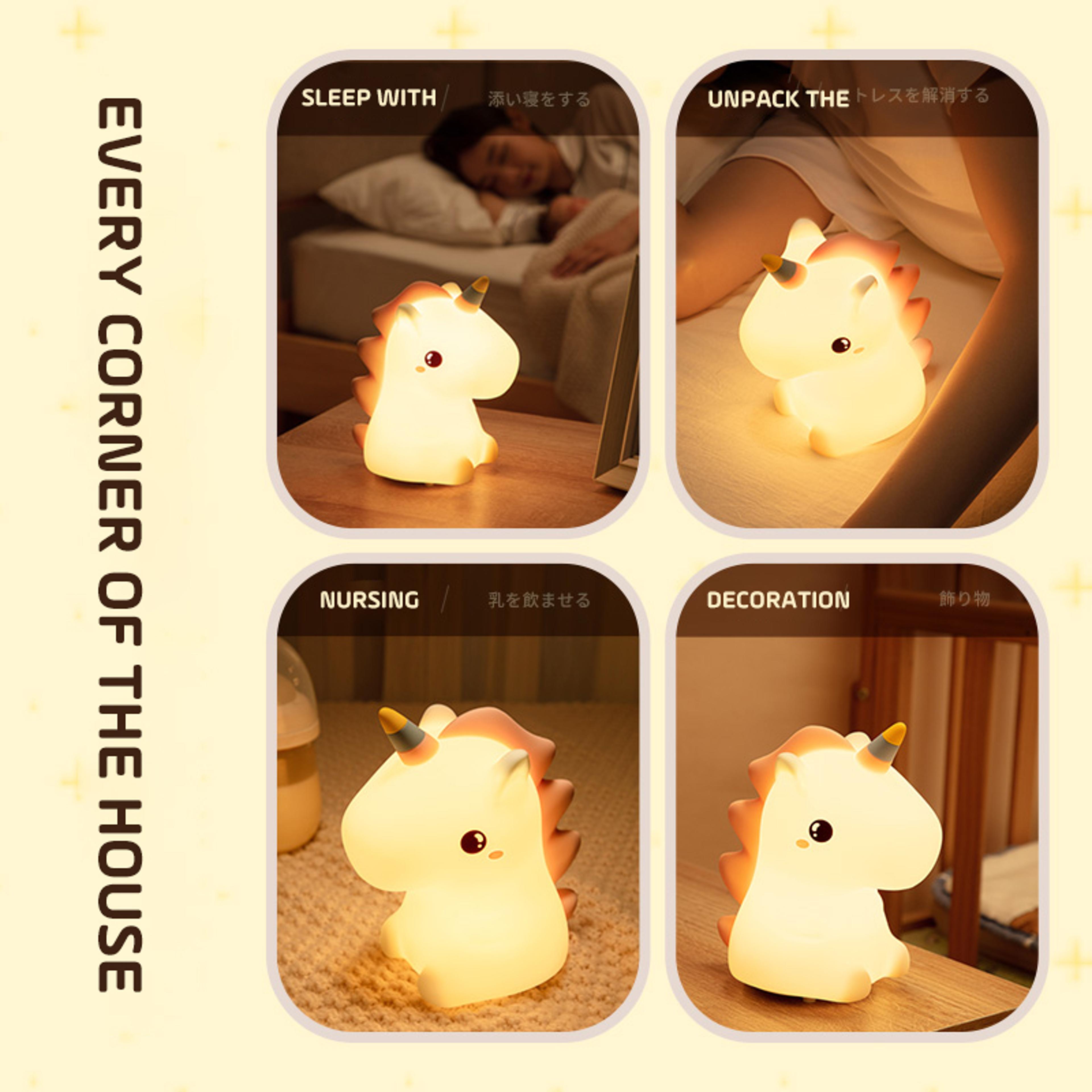 Cute Unicorn Night Light USB Rechargeable Silicone Touch Lamp For Kids Bedroom Decor 4