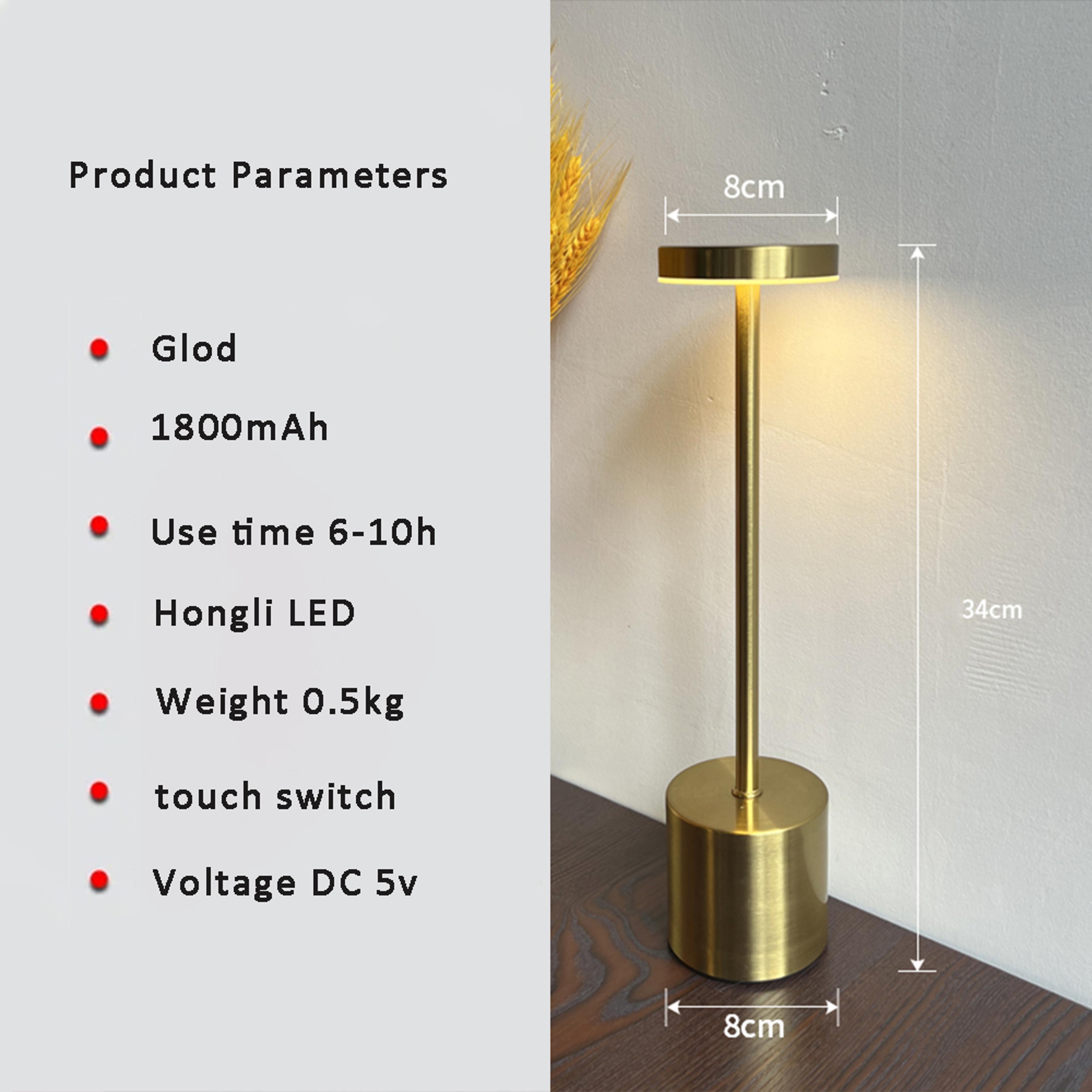 Modern Rechargeable Table Lamp Wireless LED Table Lamp Touch Control Metal Desk Light 7