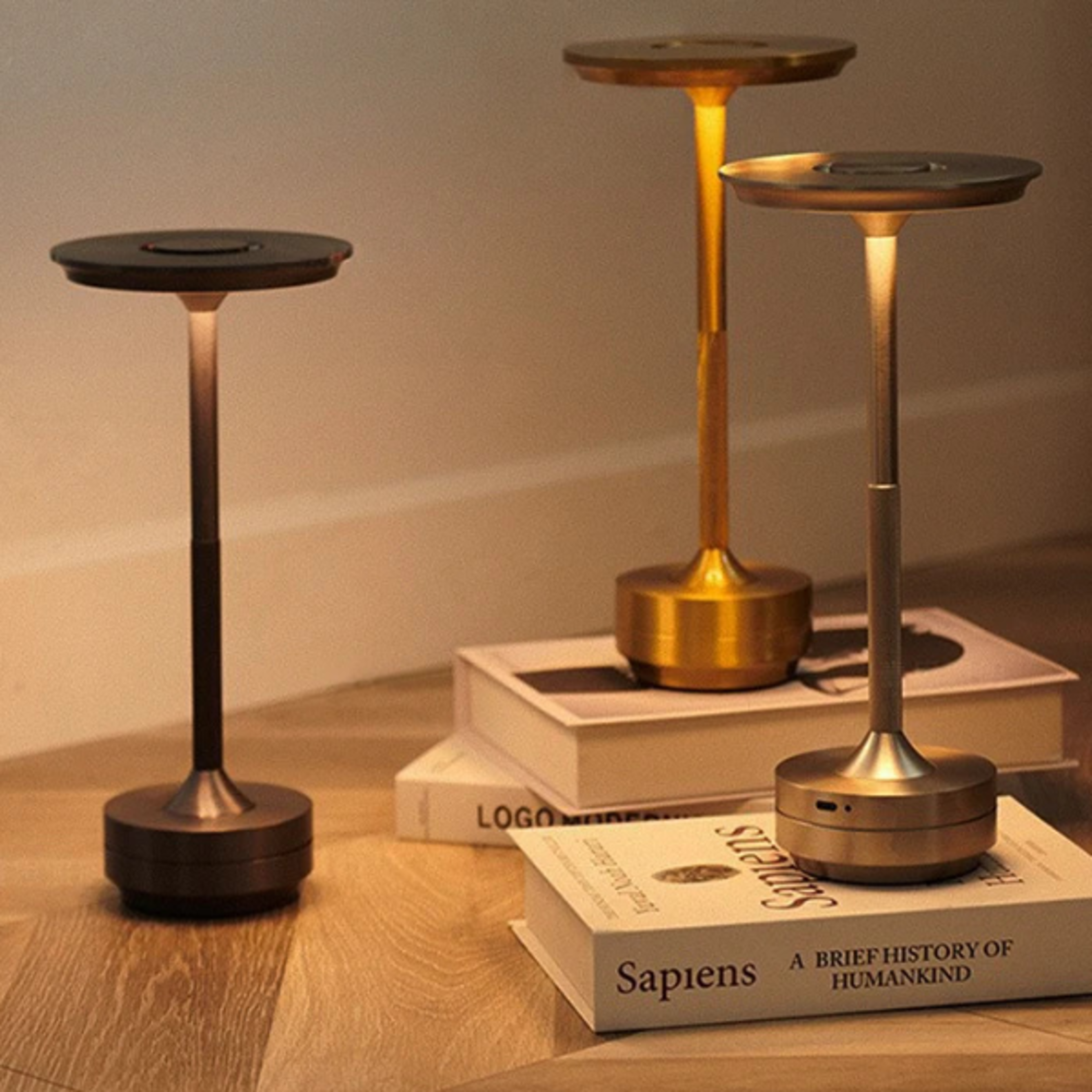 modern rechargeable table lamp wireless touch led bedside lamp usb c dimmable desk light