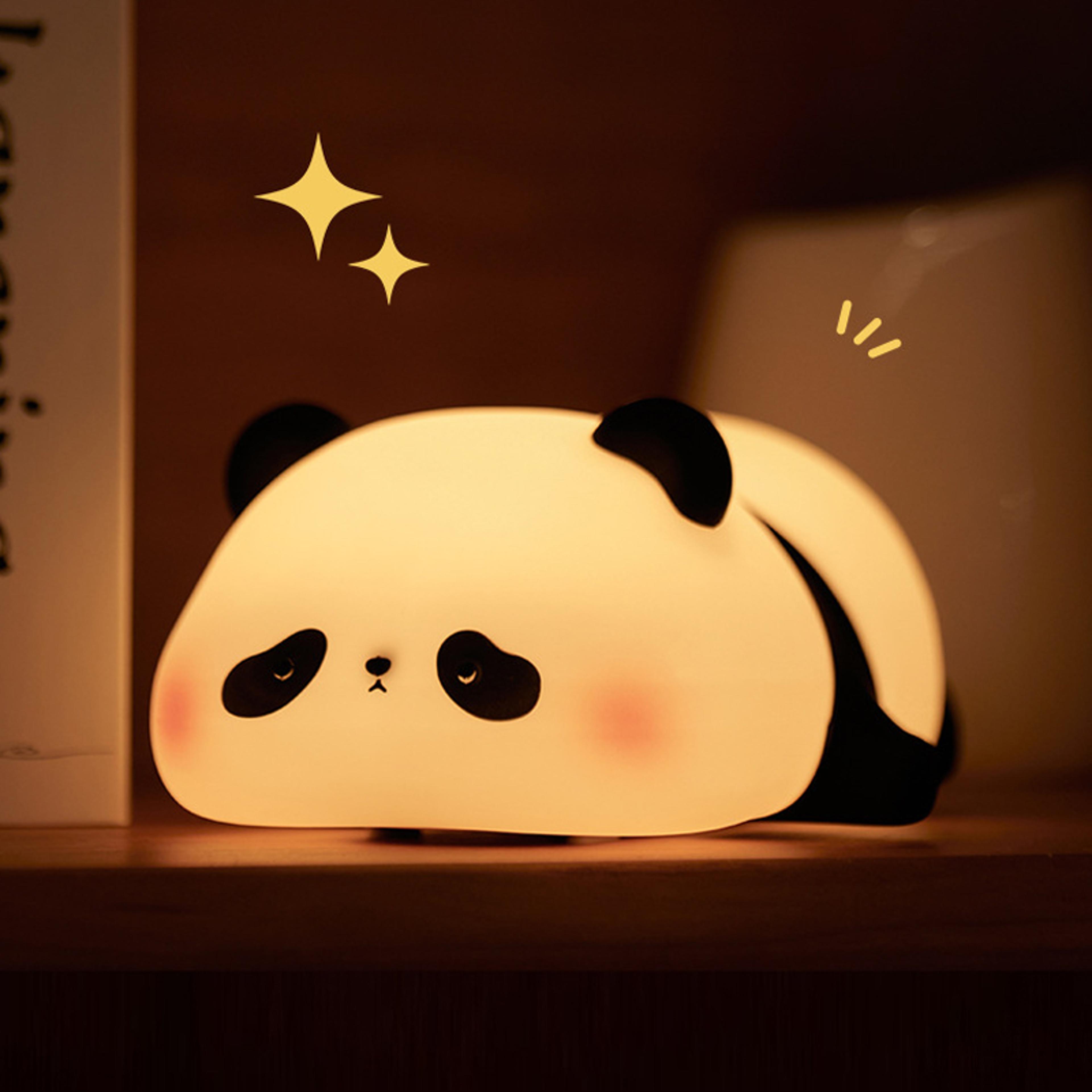 Cute Panda Night Light Rechargeable LED Night Light Soft Silicone Kids Bedside Lamp Touch Control 4