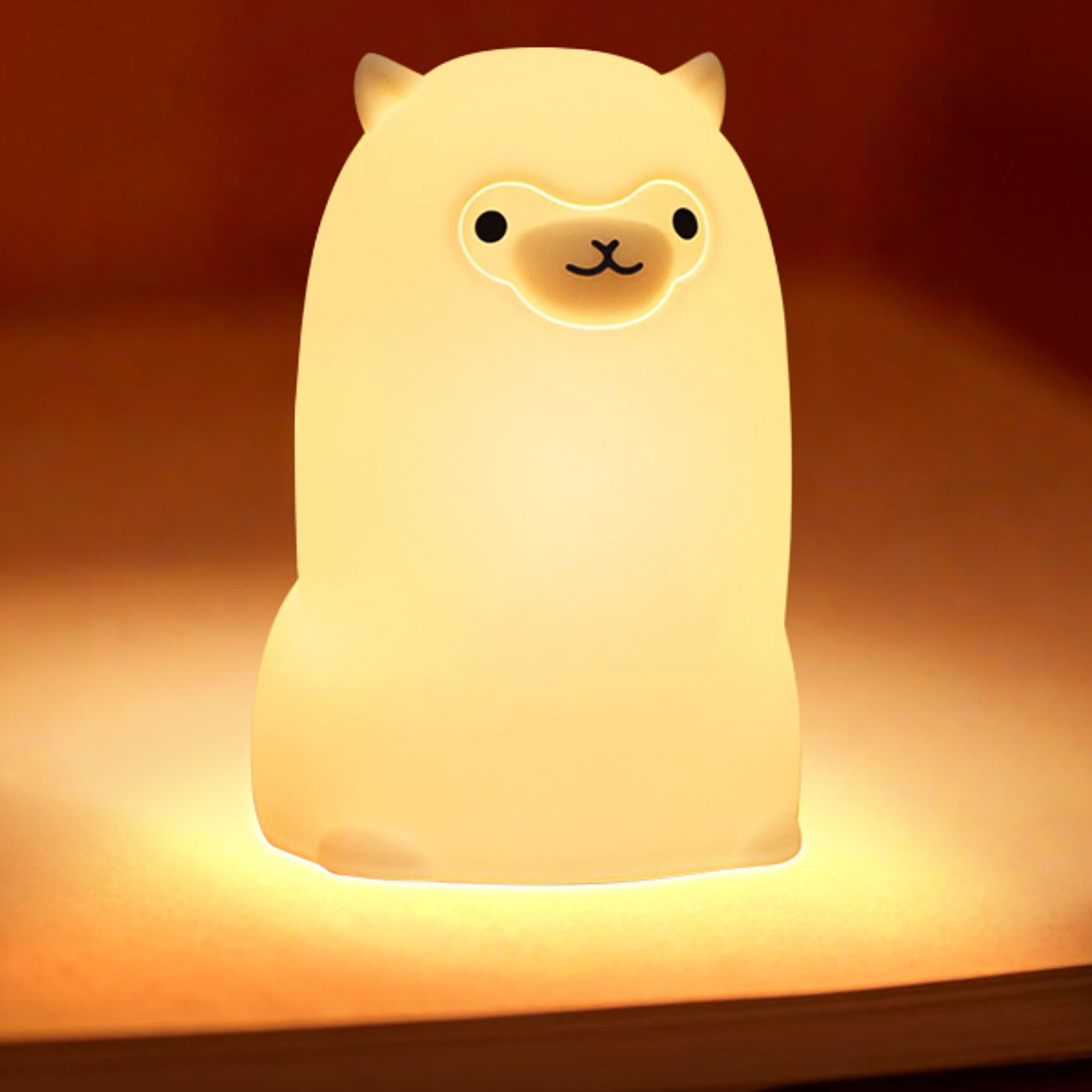rgb alpaca night light usb rechargeable soft silicone kids bedside lamp with touch sensor
