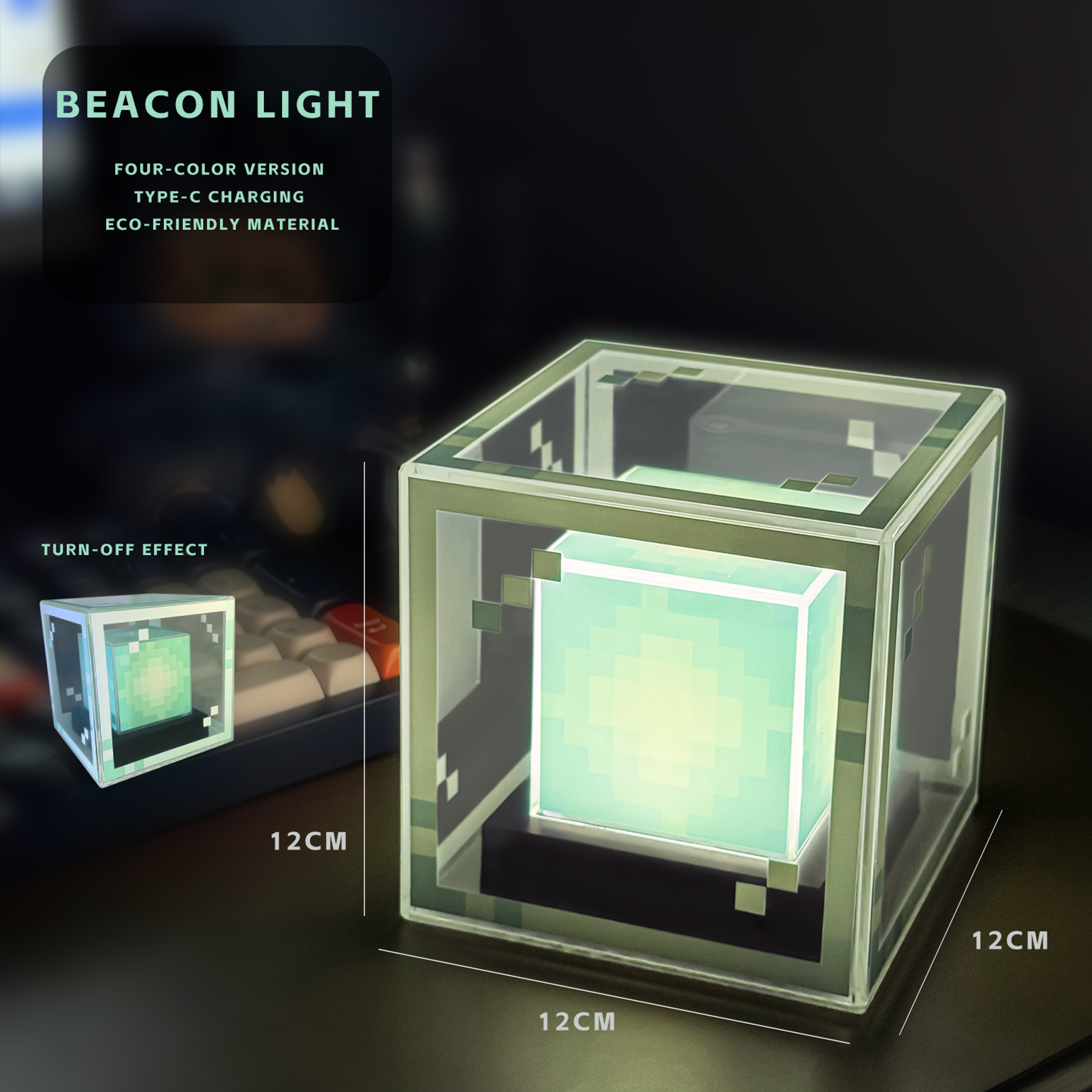 Pixel Beacon Gaming Desk Light Rechargeable Pixel Night Light LED Desktop Decor 3
