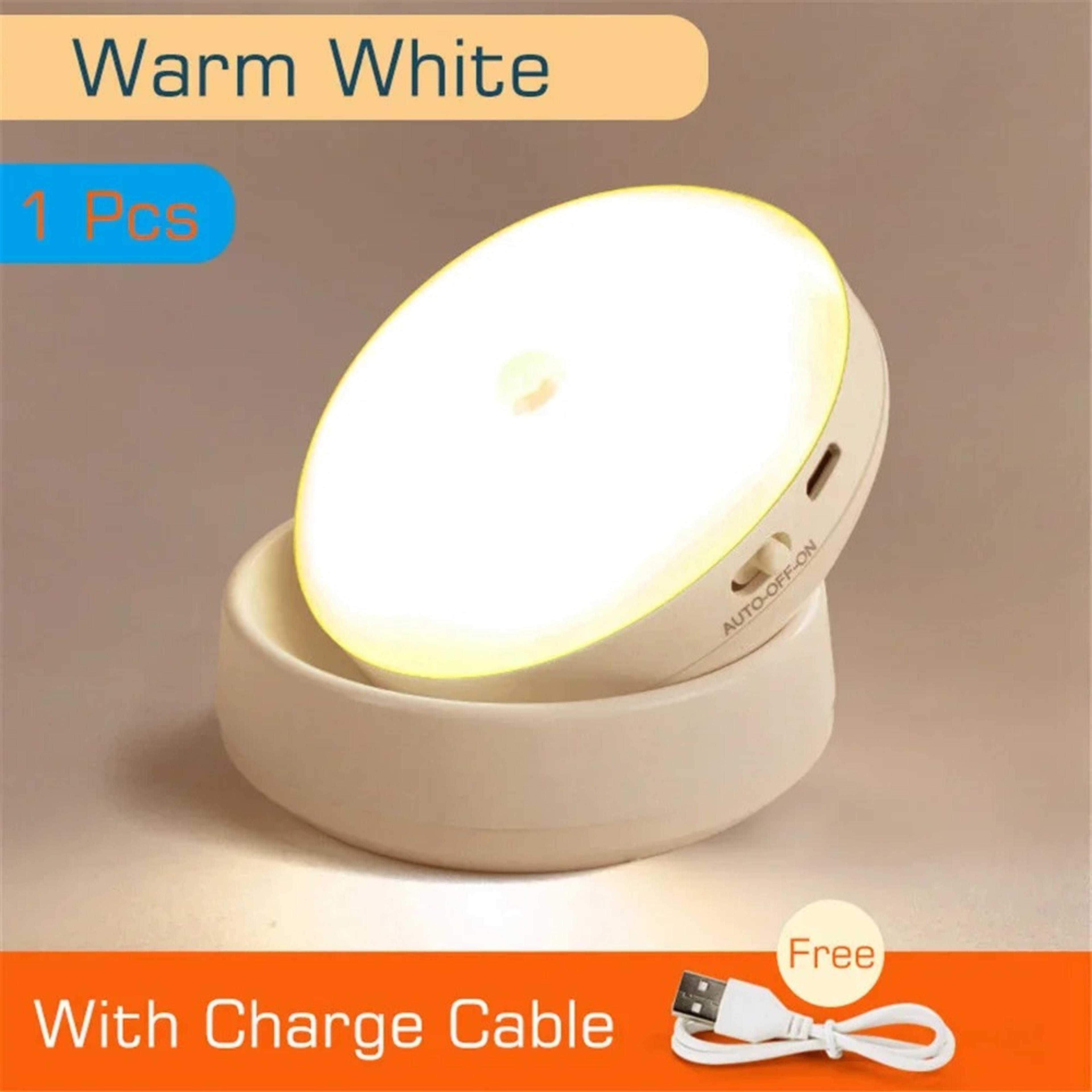 Smart Round Motion Sensor Night Light USB Rechargeable LED Wall Lamp For Bedroom Hallway Bathroom 7
