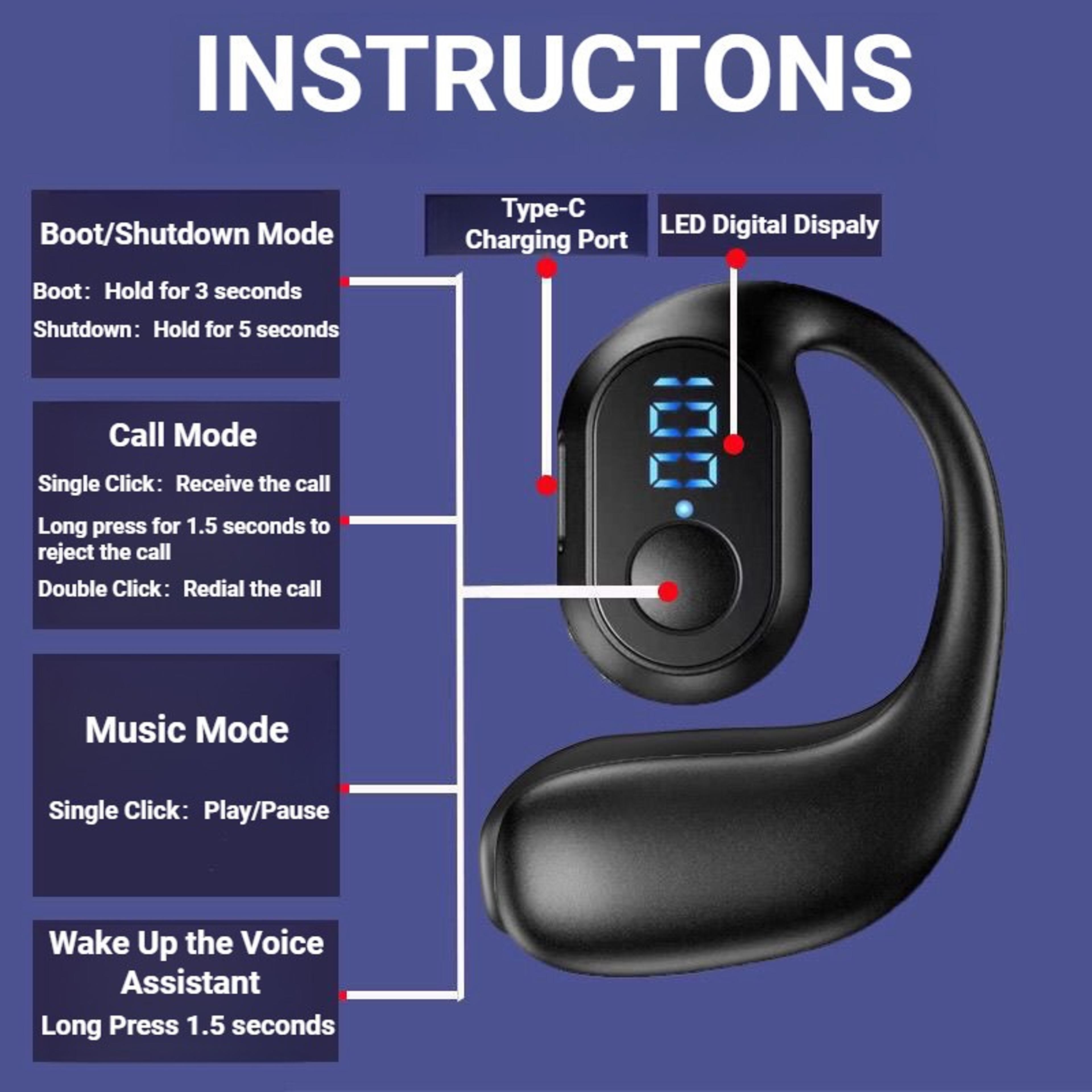 ClearCall Bluetooth 54 Single Ear Business Headset With Digital Display 5