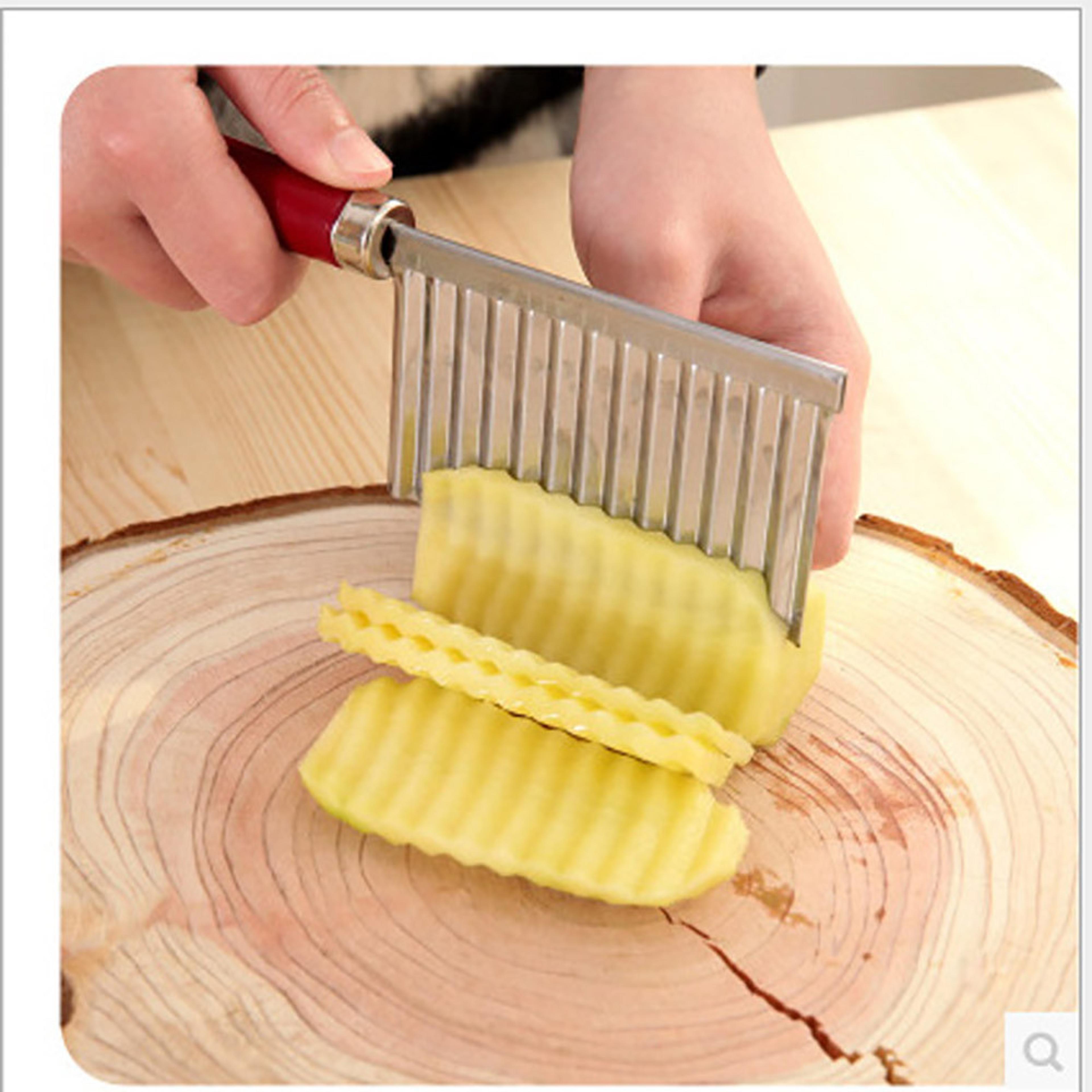 Stainless Steel Crinkle Cutter Wavy Potato Cutter And Vegetable Slicer For Fries 5