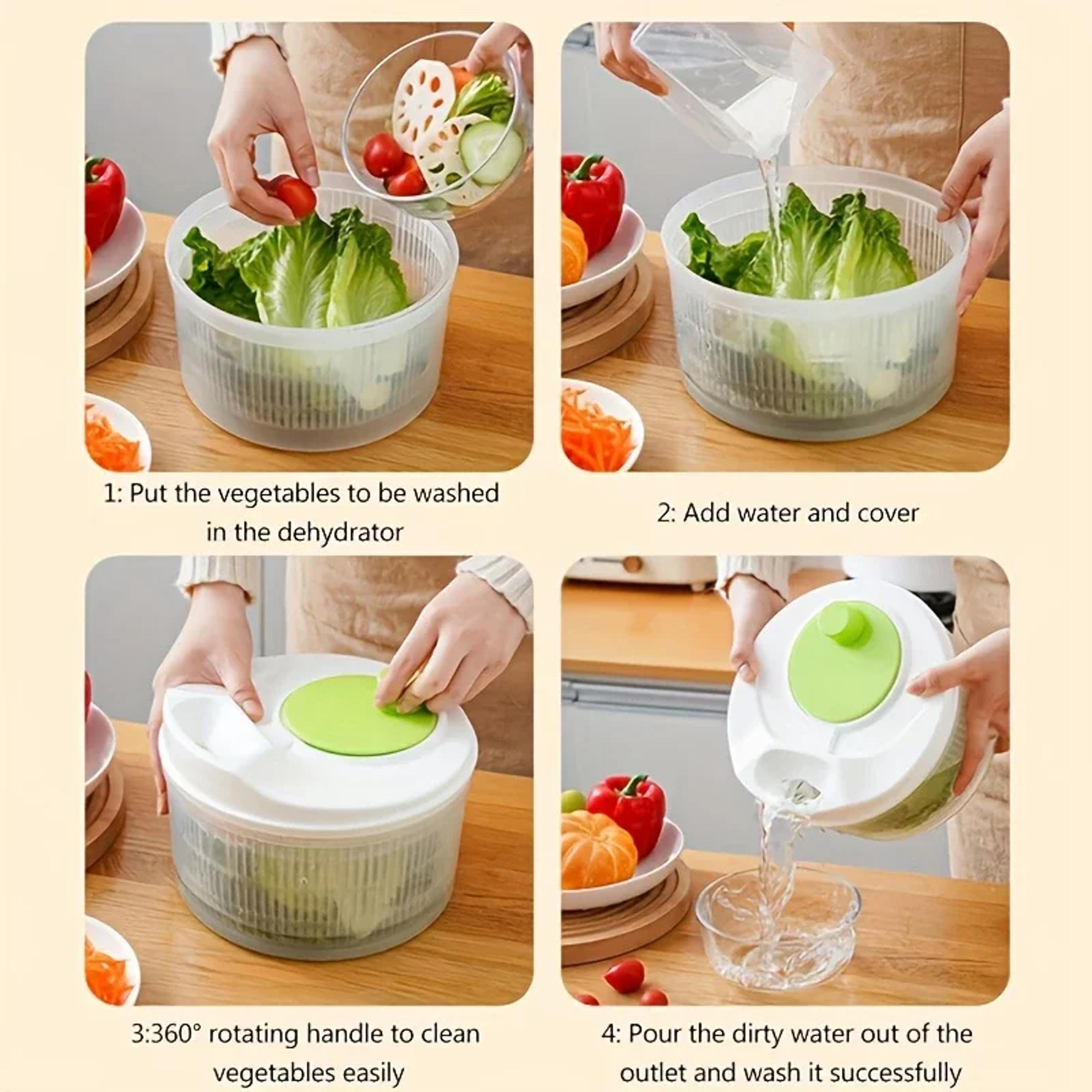 QuickSpin Manual Salad Spinner And Vegetable Dryer Drain Basket 4