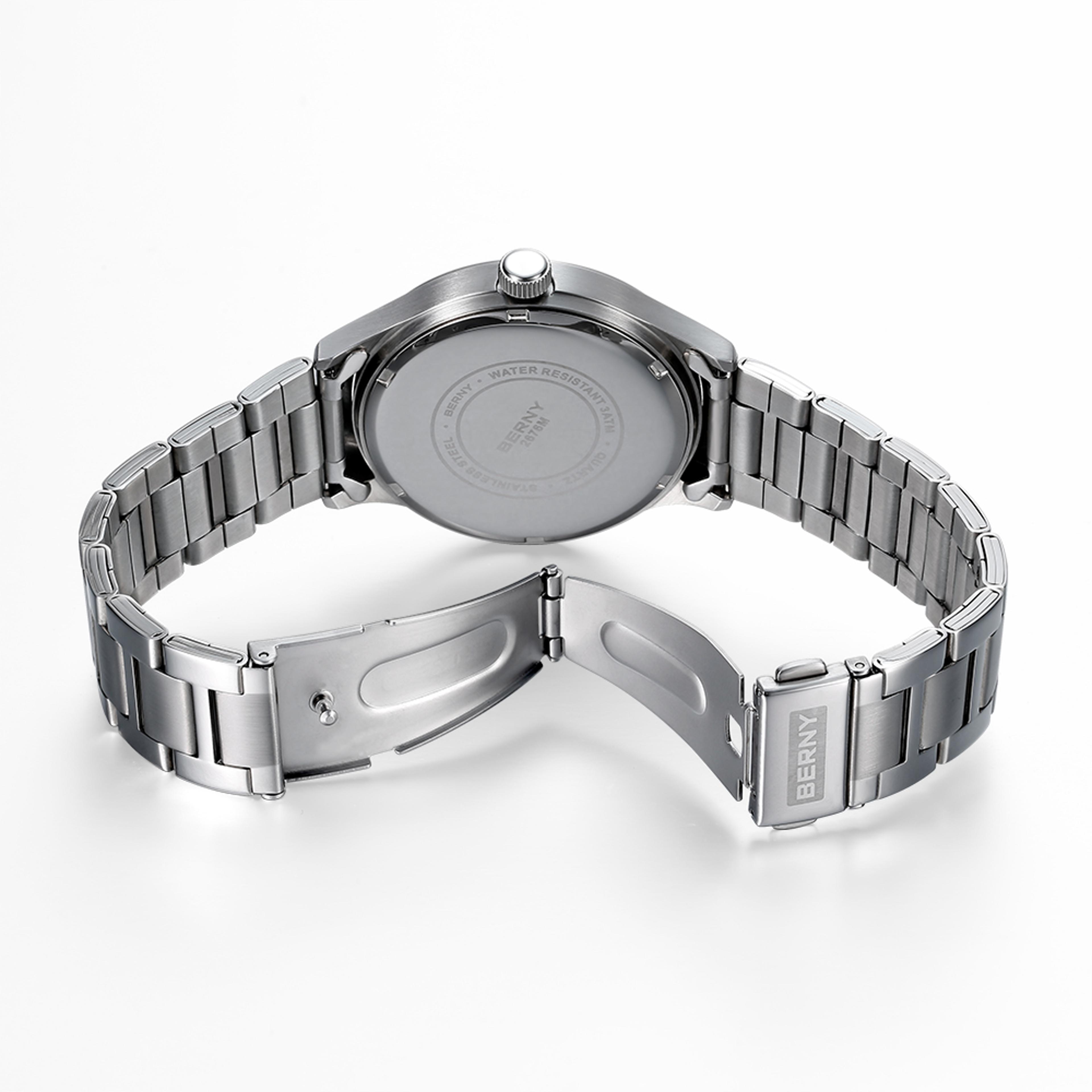 Ultra Thin Mens Quartz Dress Watch Stainless Steel 4