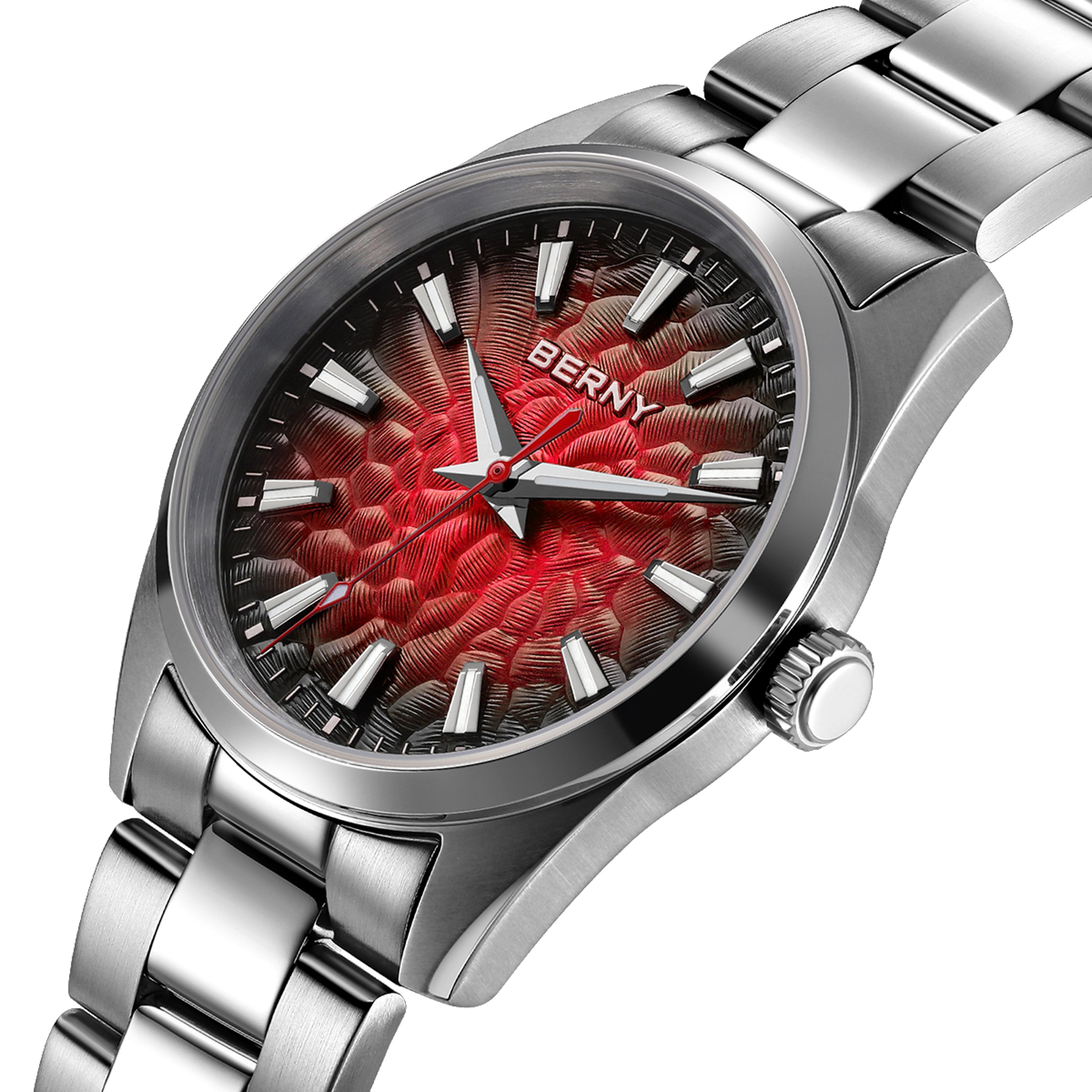 Mens Sapphire Quartz Watch 10ATM Luminous Stainless Steel Dress Watch 1