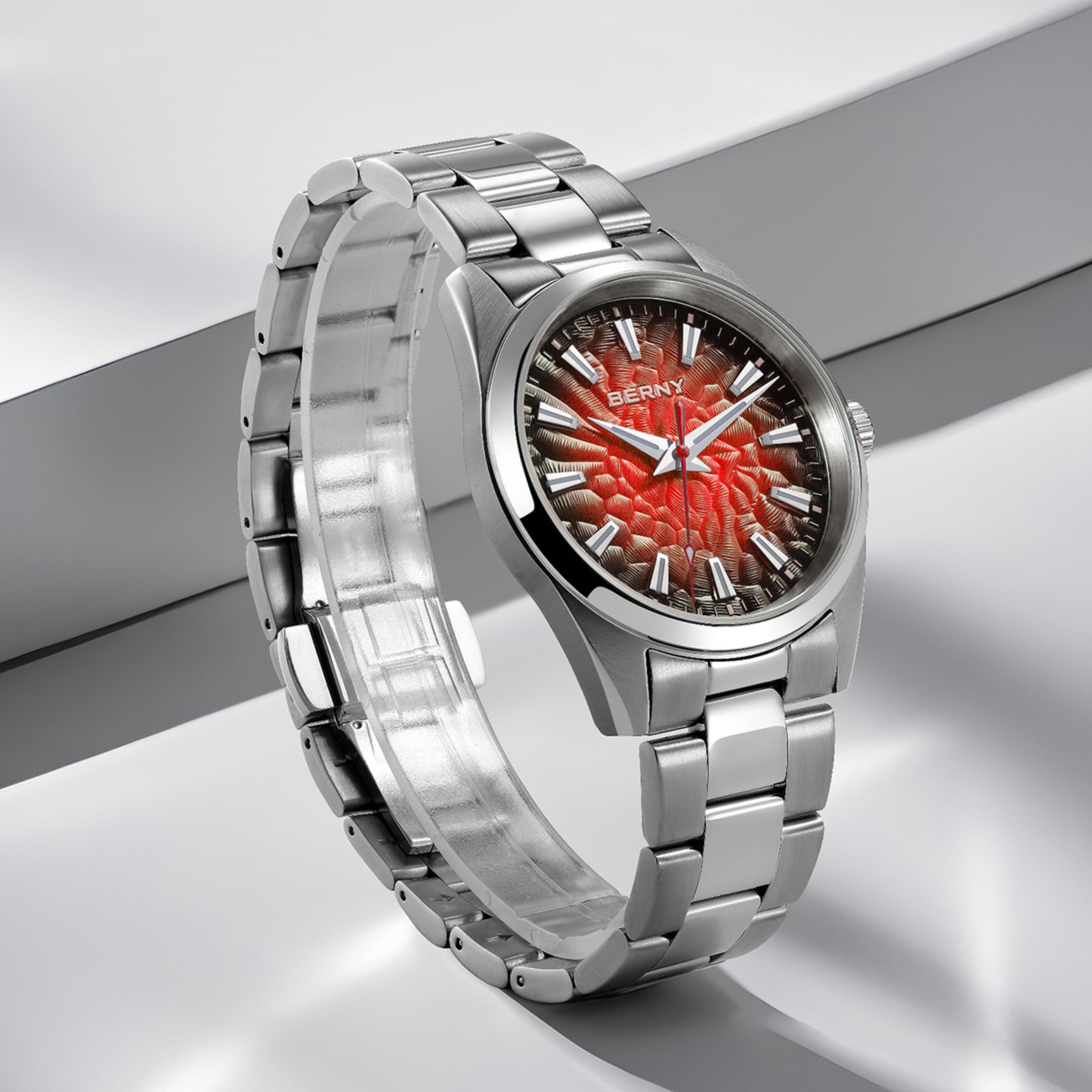 Mens Sapphire Quartz Watch 10ATM Luminous Stainless Steel Dress Watch 3