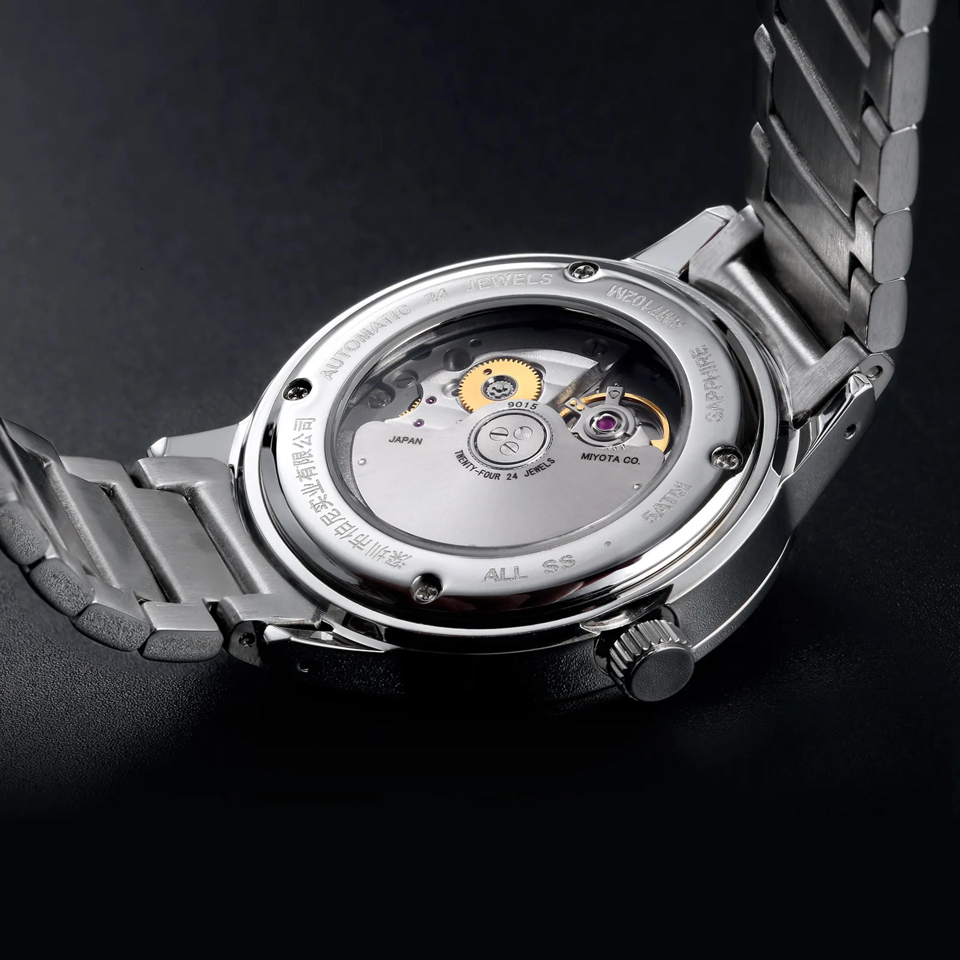 Mens Automatic Dress Watch Sapphire Crystal Stainless Steel 2