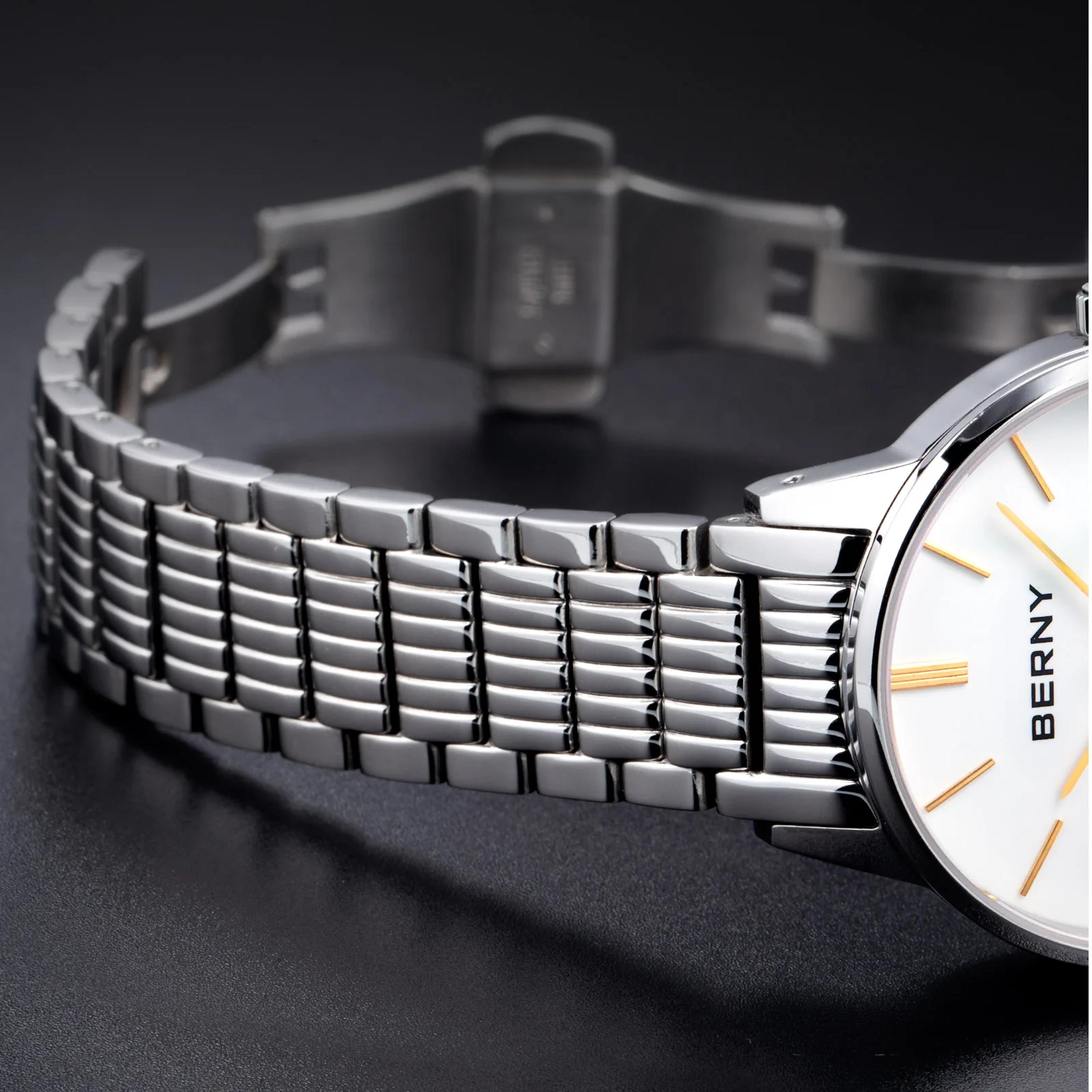 Mens Automatic Dress Watch Sapphire Crystal Stainless Steel 3