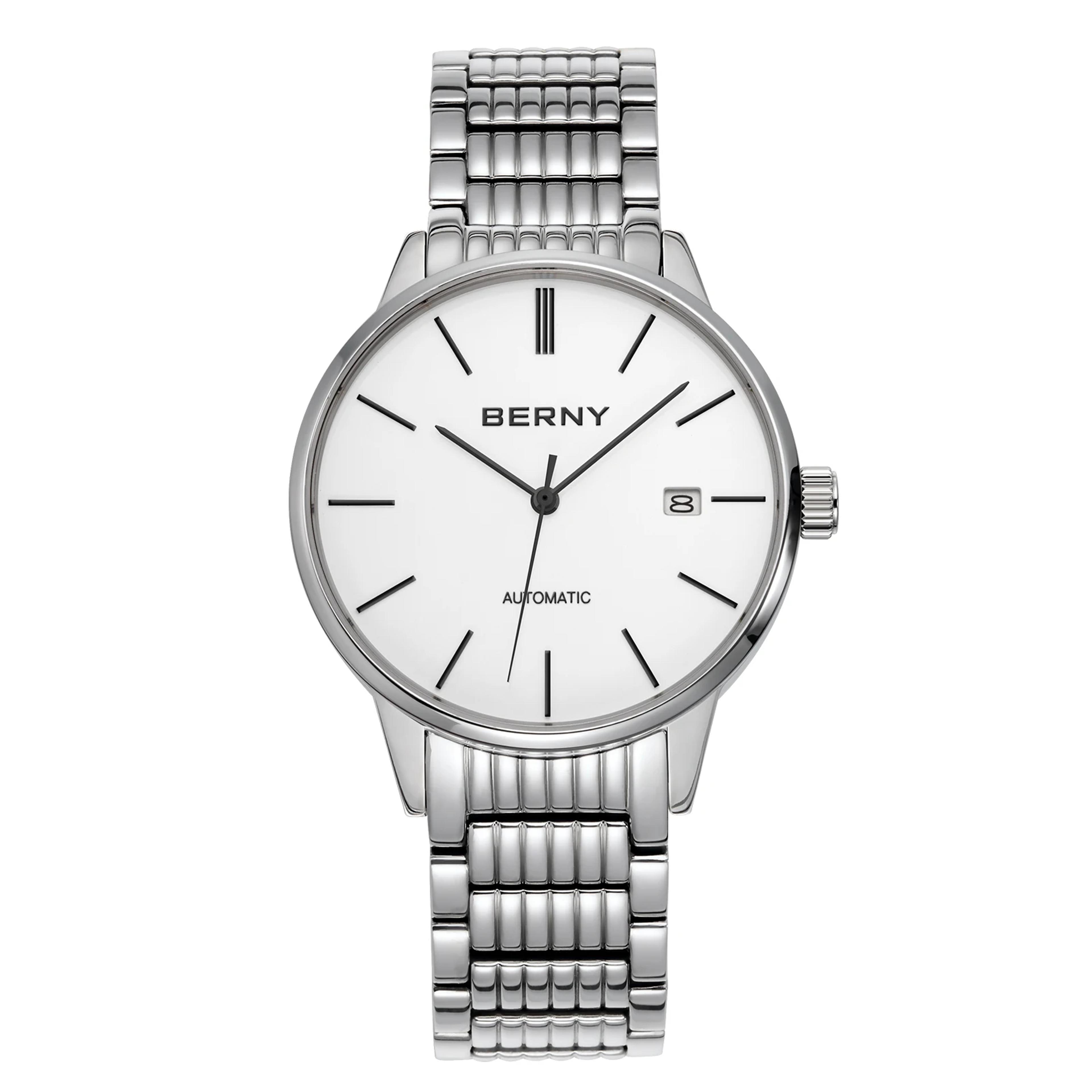 Mens Automatic Dress Watch Sapphire Crystal Stainless Steel 6