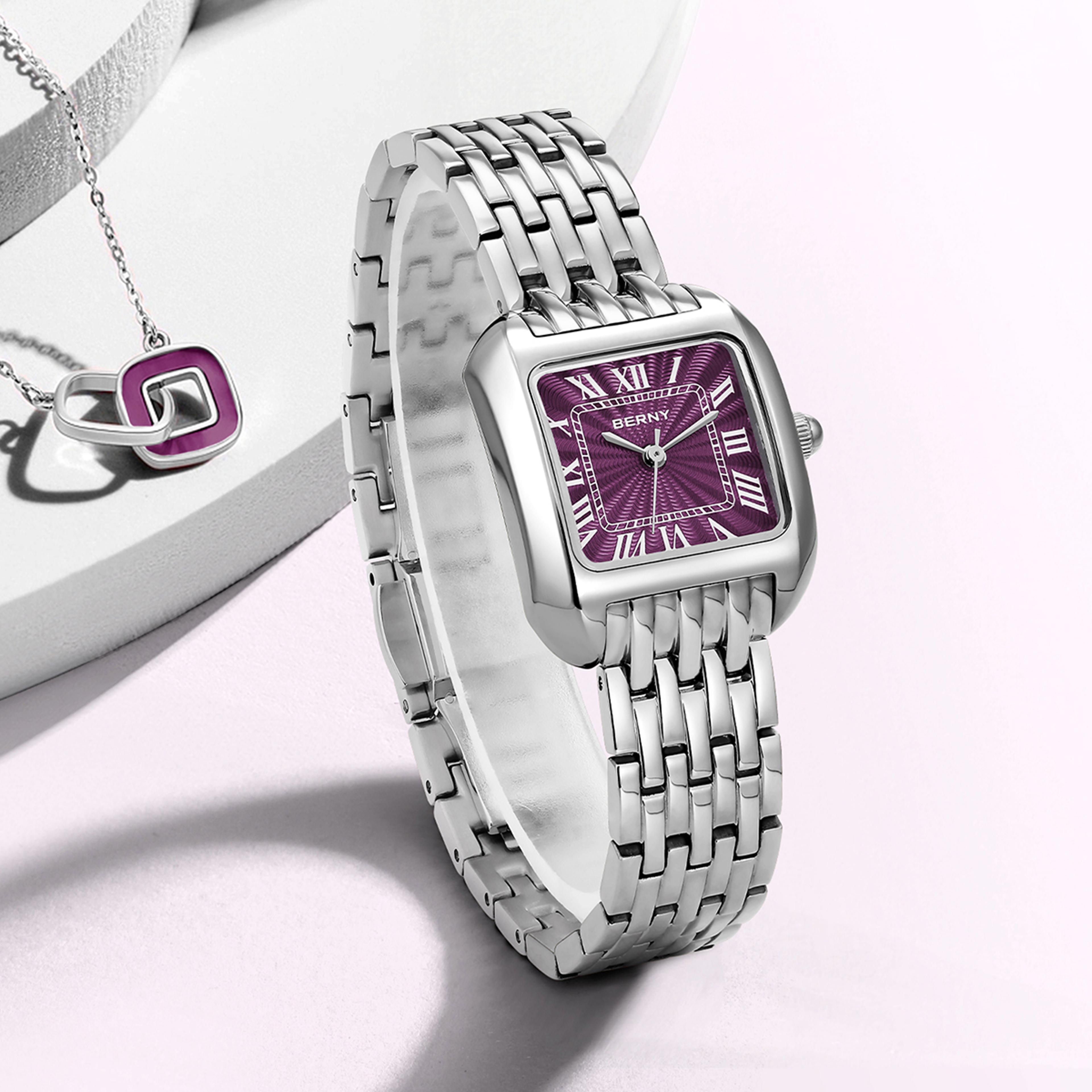 Dial Square Womens Watch Stainless Steel Quartz 2