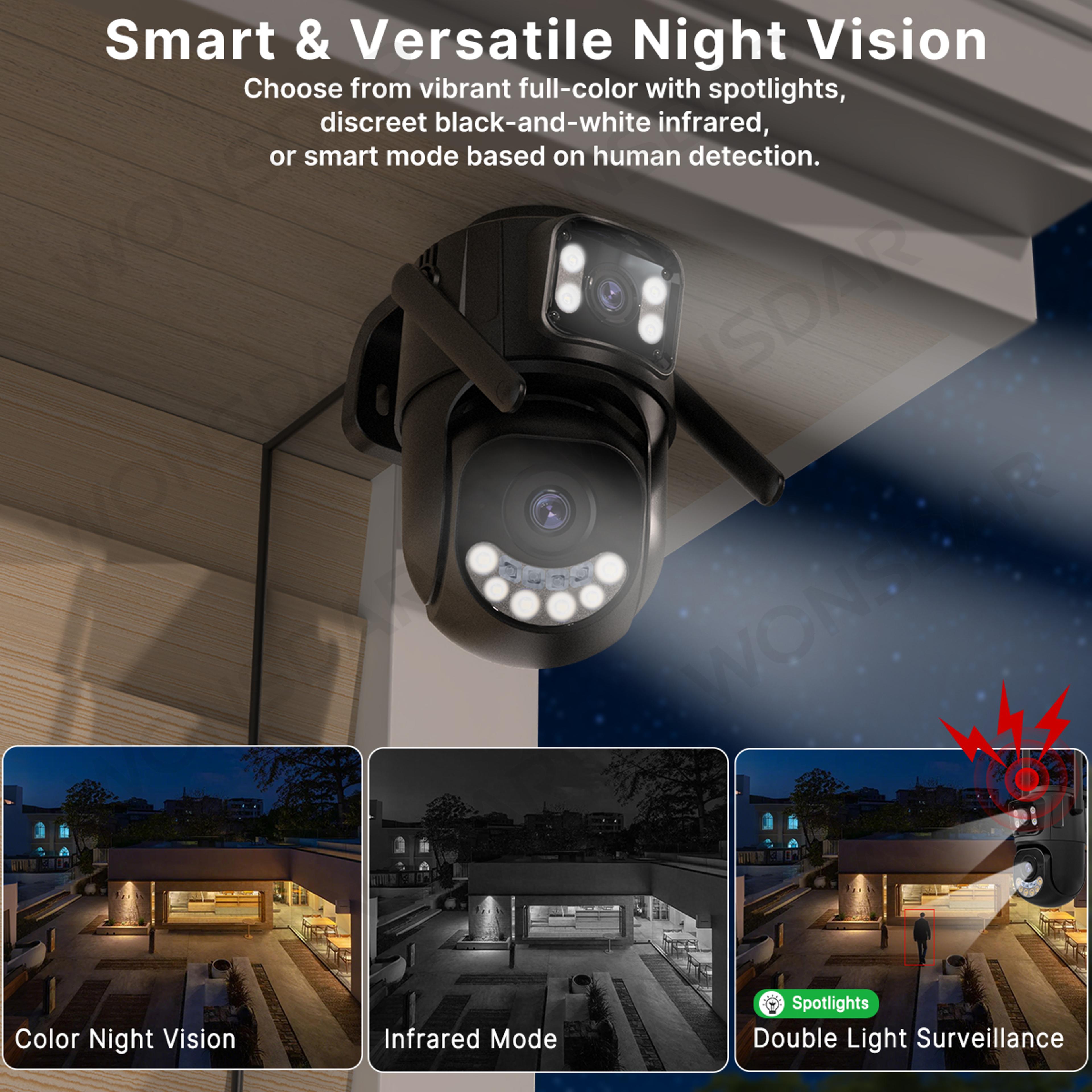 Dual Lens Outdoor Security Camera PTZ WiFi Auto Tracking 4