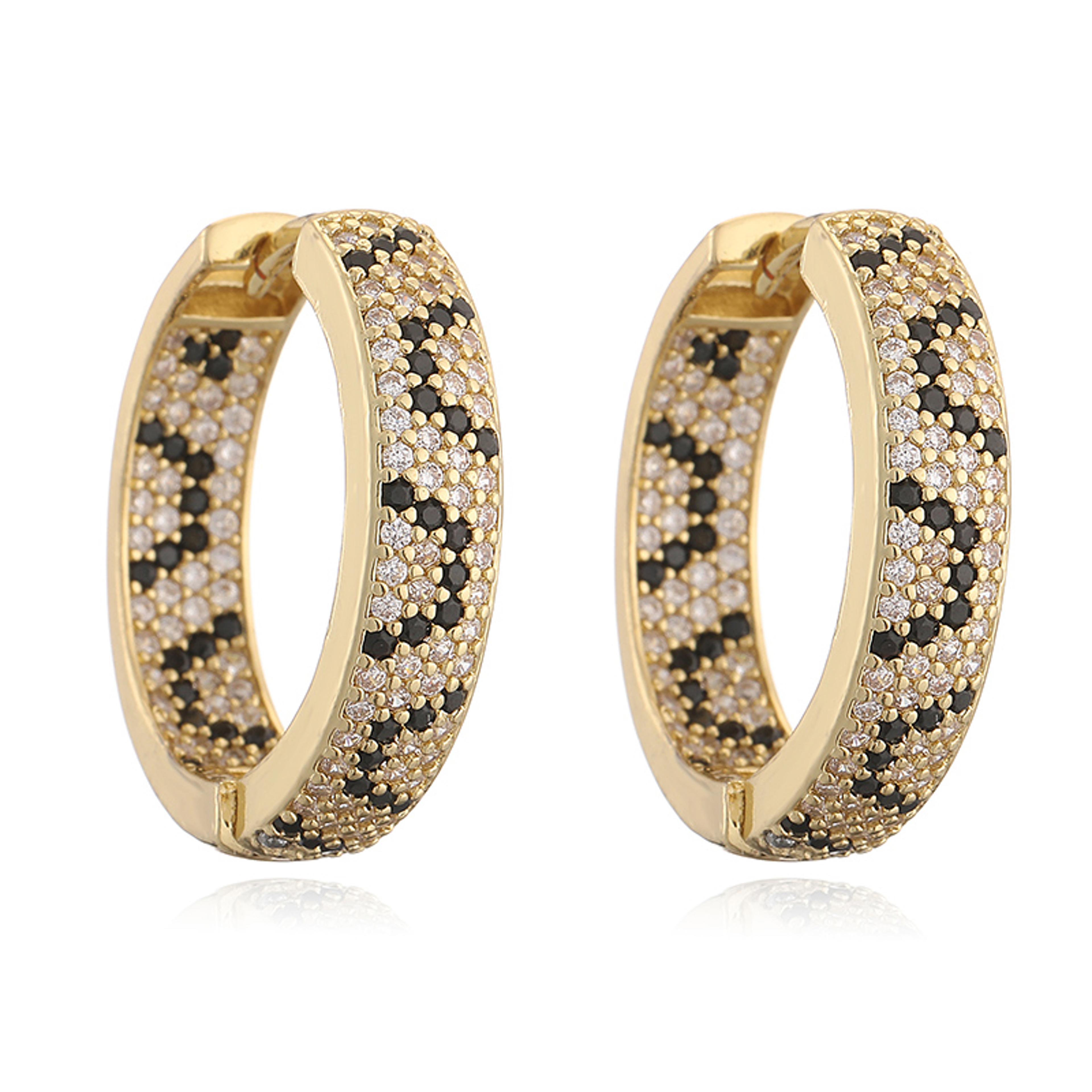 leopard print hoop earrings with sparkling cubic zirconia earrings for women
