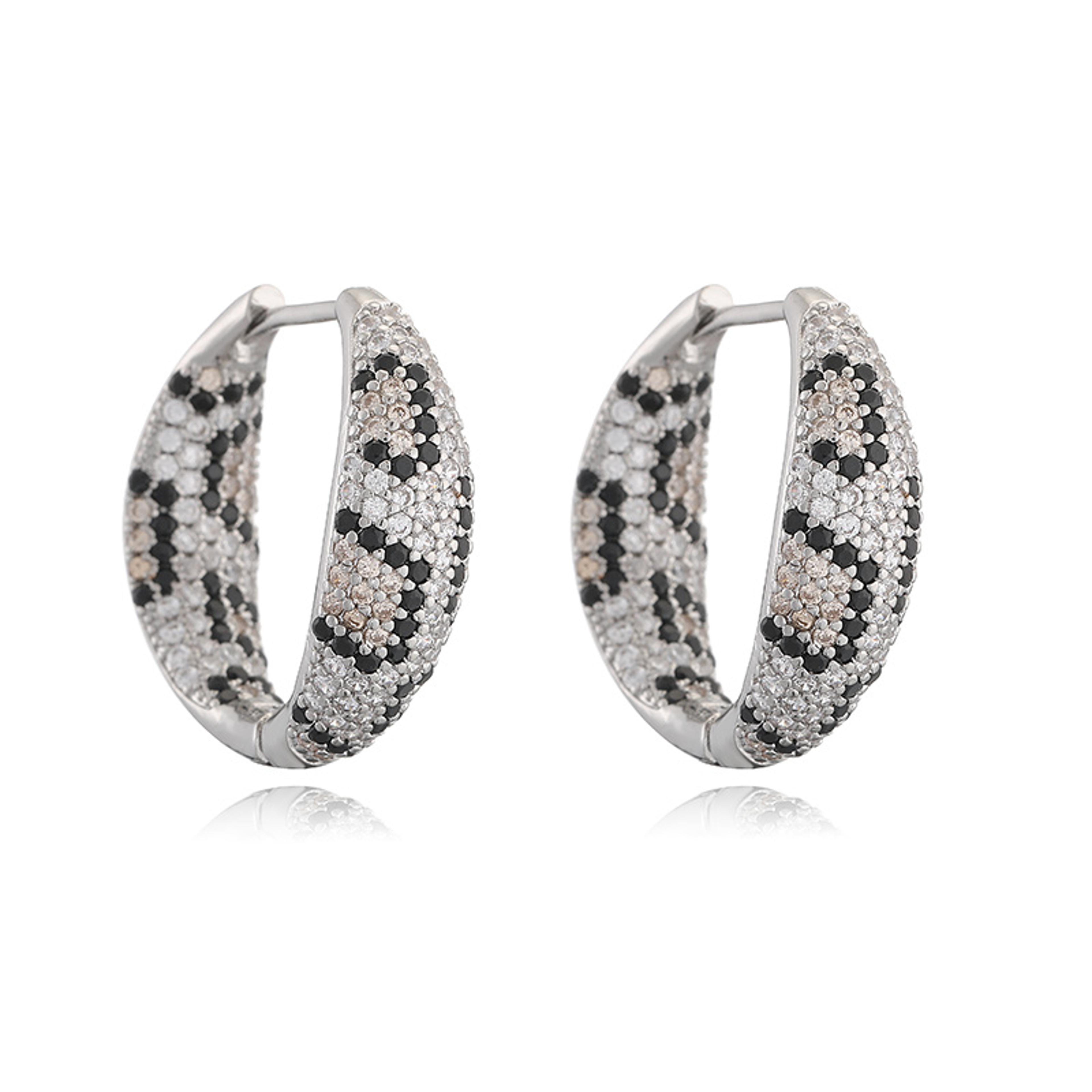 leopard print earrings gold plated earrings with cubic zirconia square design