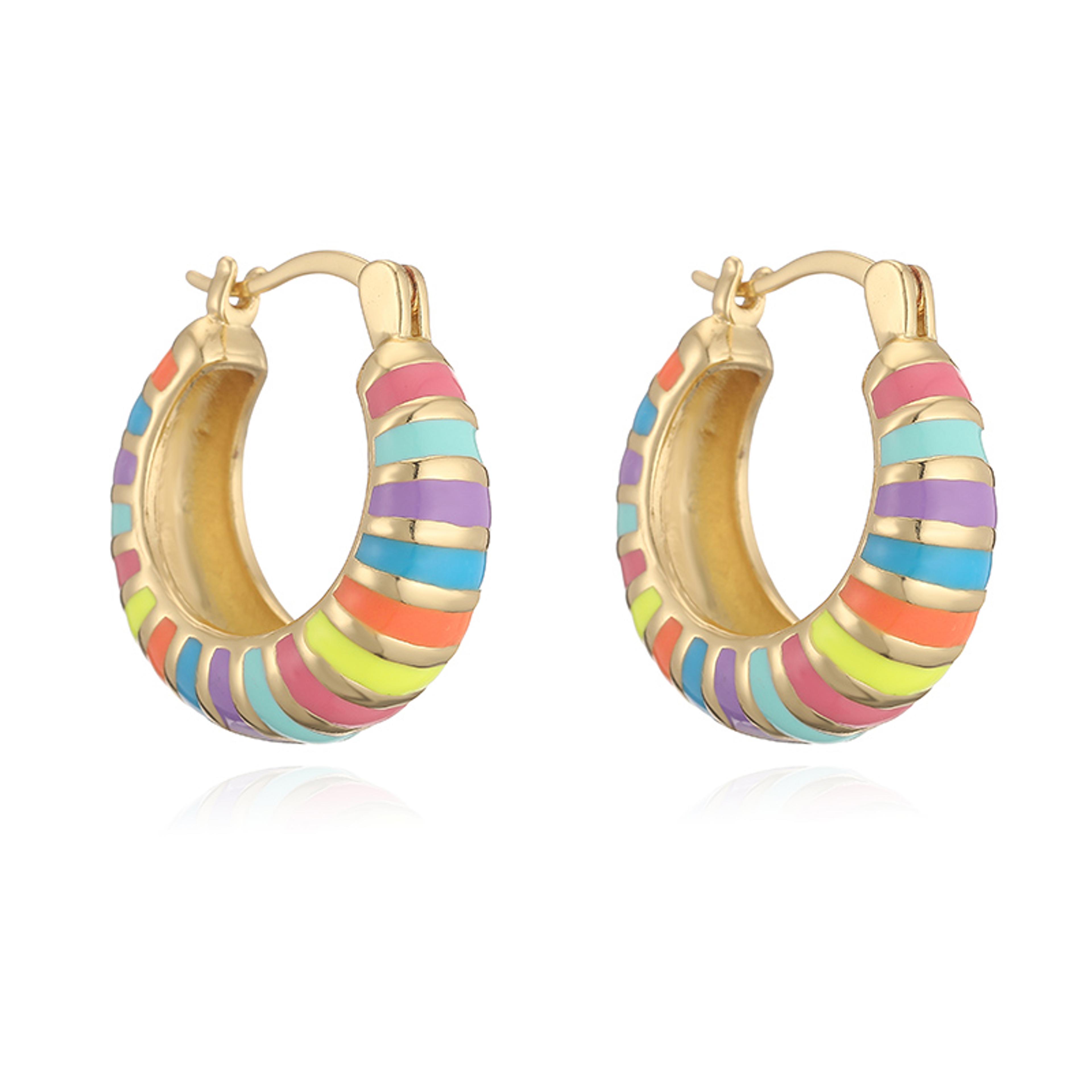 striped enamel hoop earrings for women modern statement earrings