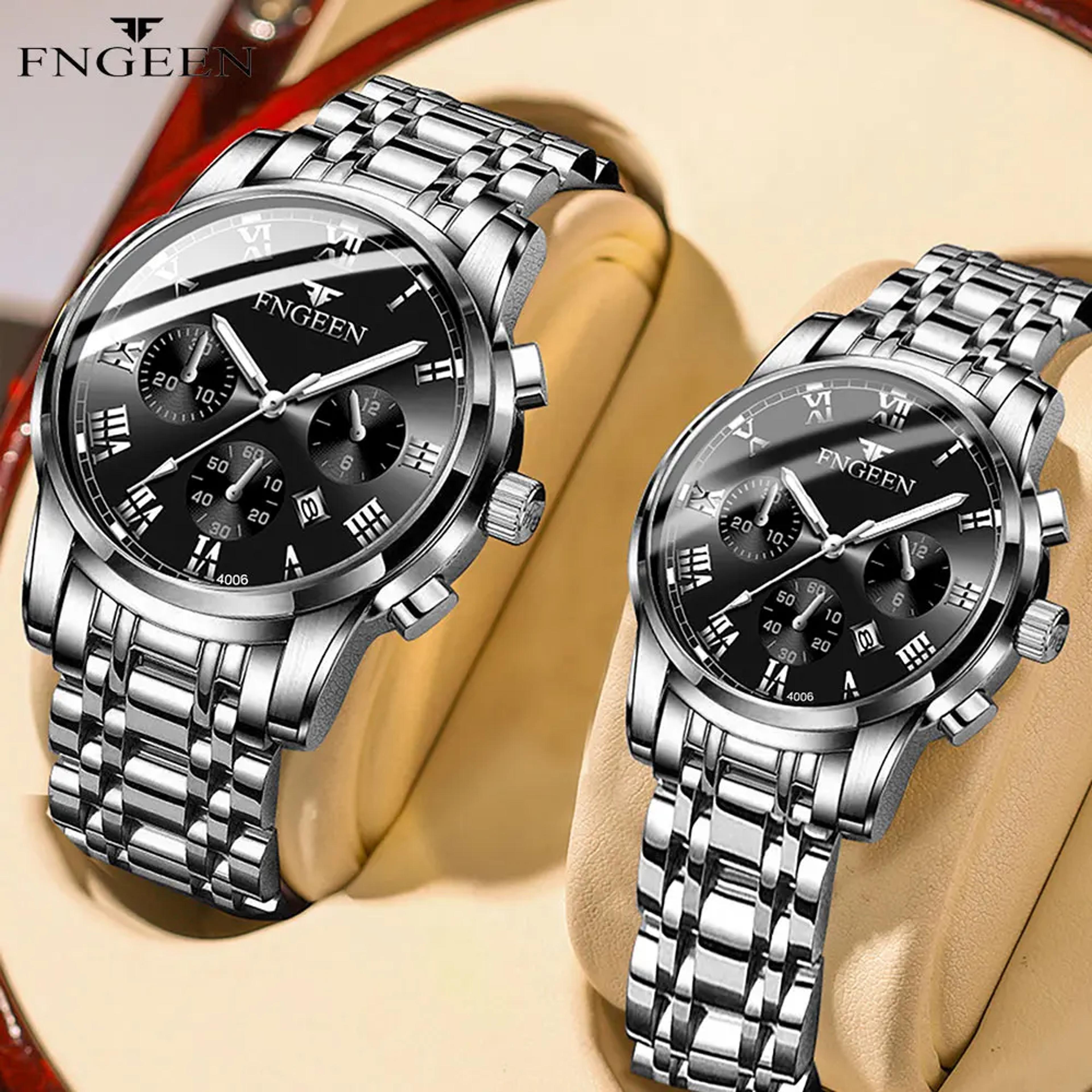 Couple Watches Set Stainless Steel Waterproof Quartz Watches For Him And Her 7