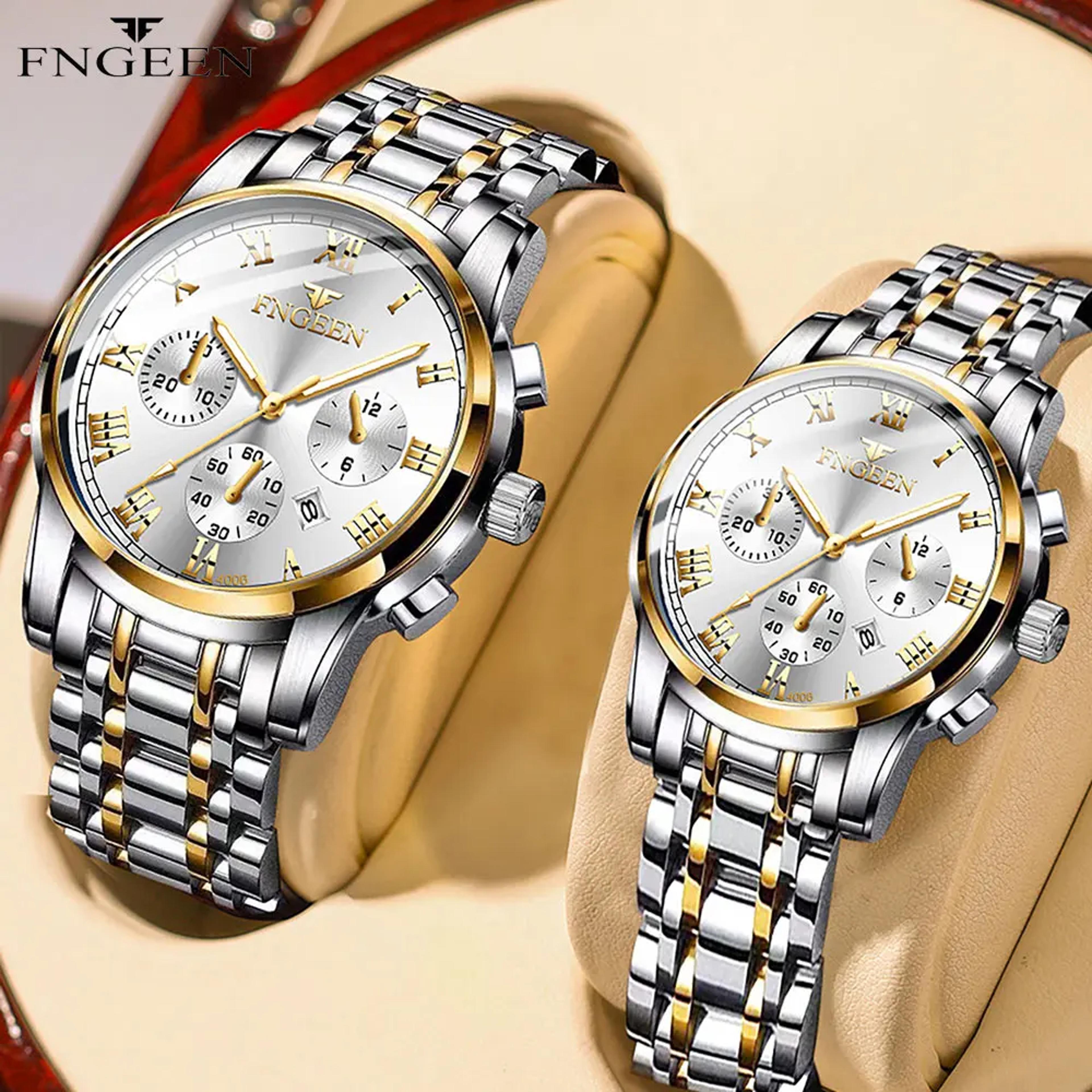 Couple Watches Set Stainless Steel Waterproof Quartz Watches For Him And Her 9