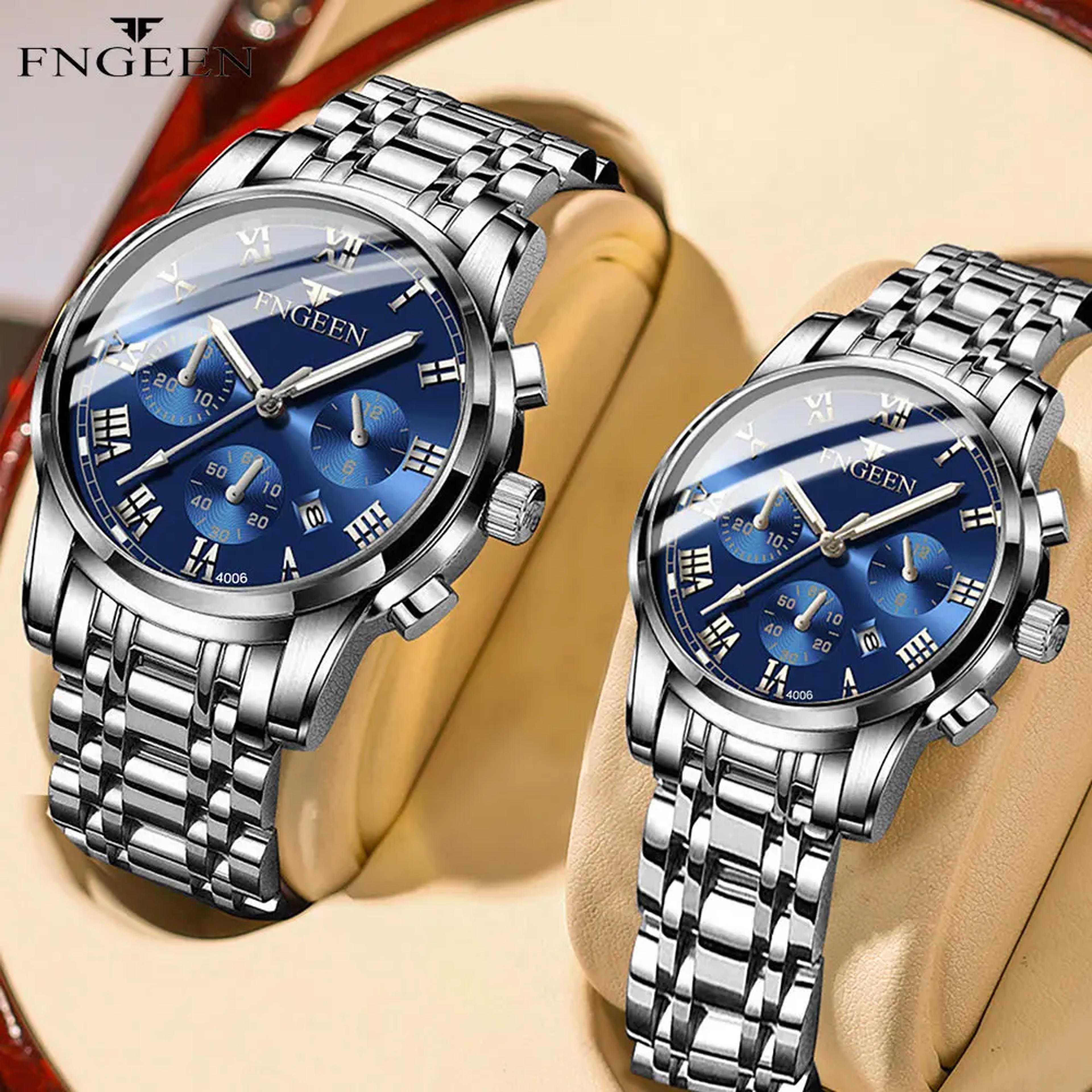Couple Watches Set Stainless Steel Waterproof Quartz Watches For Him And Her 8