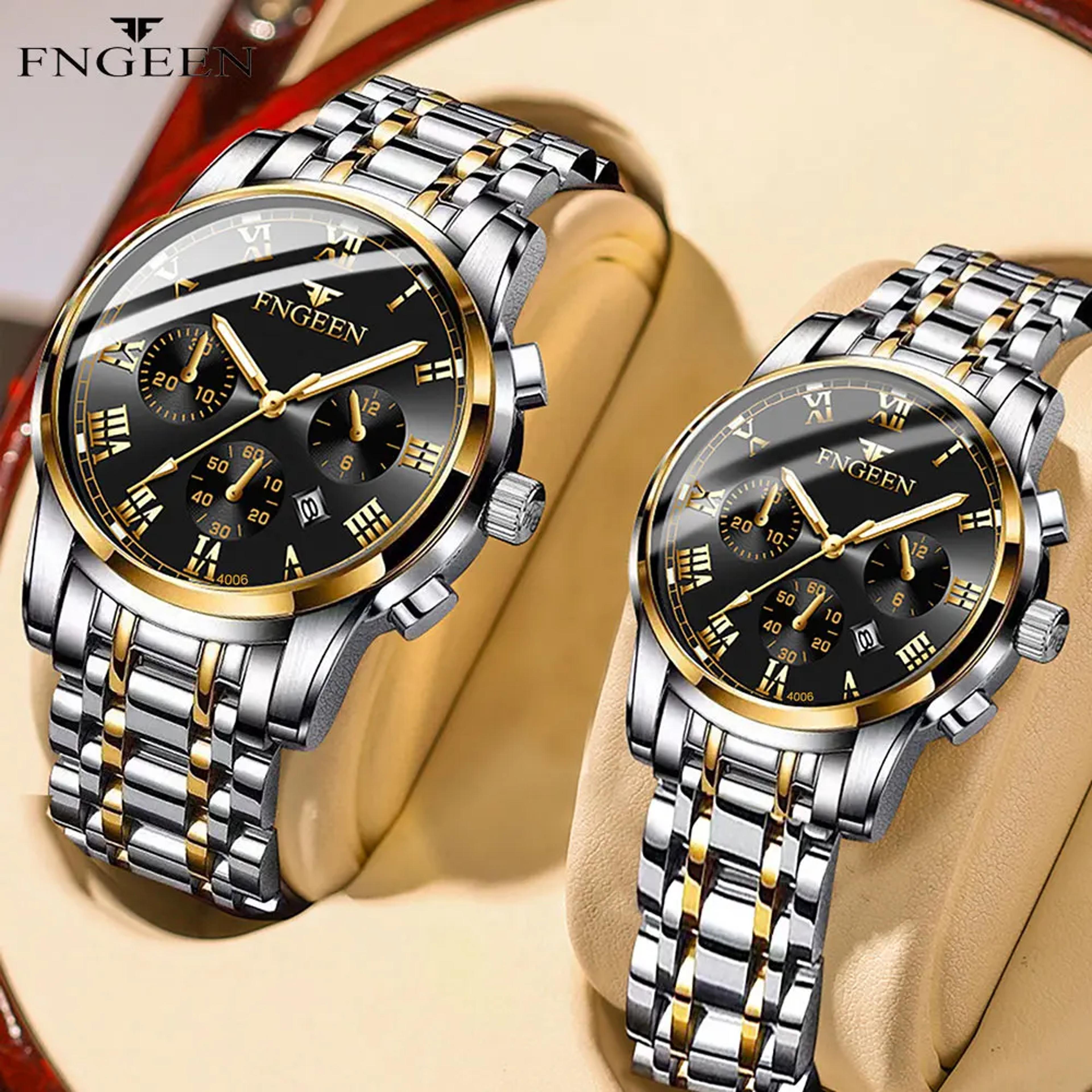 Couple Watches Set Stainless Steel Waterproof Quartz Watches For Him And Her 10