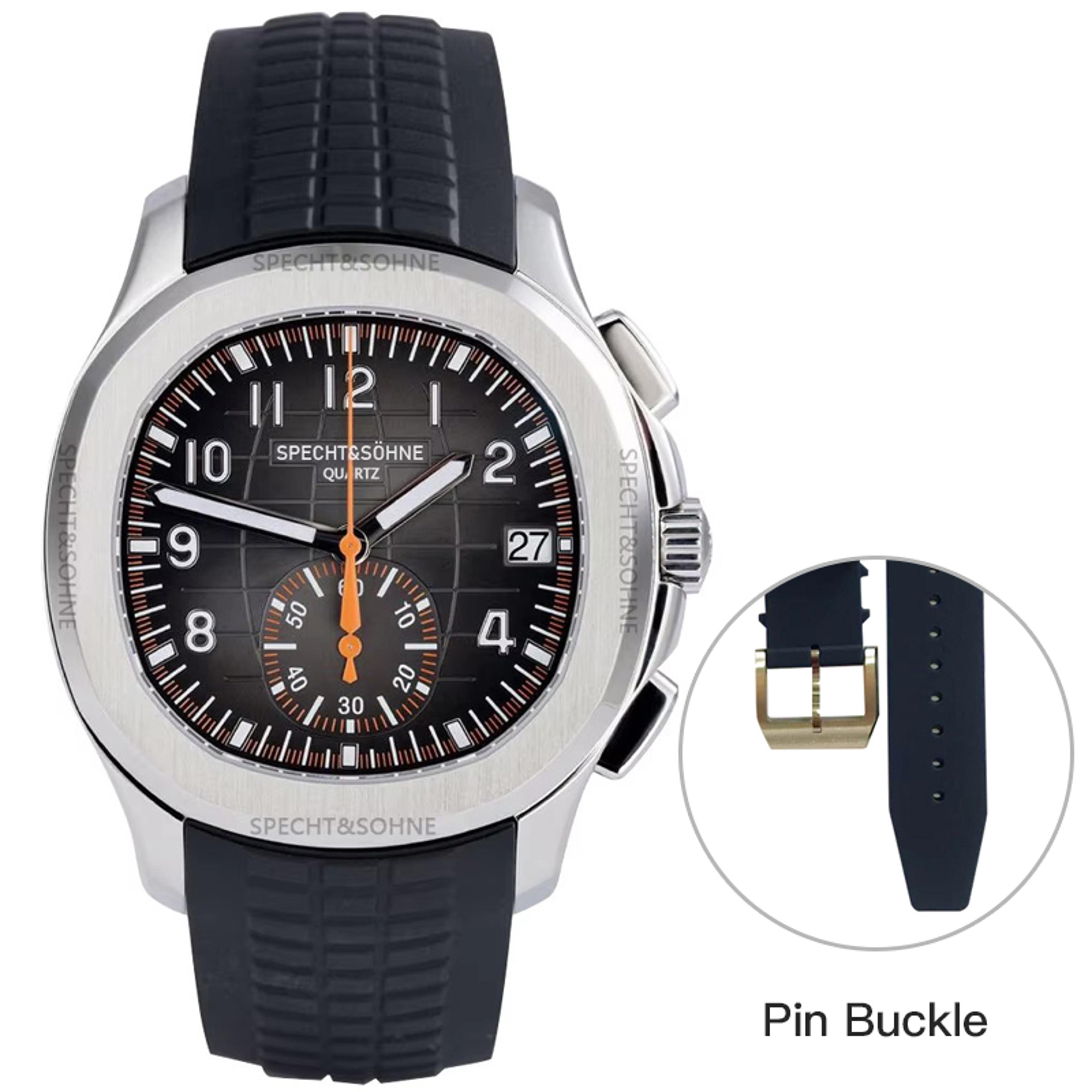 Mens Quartz Watch With Sapphire Crystal Orange Rubber Strap Waterproof 6