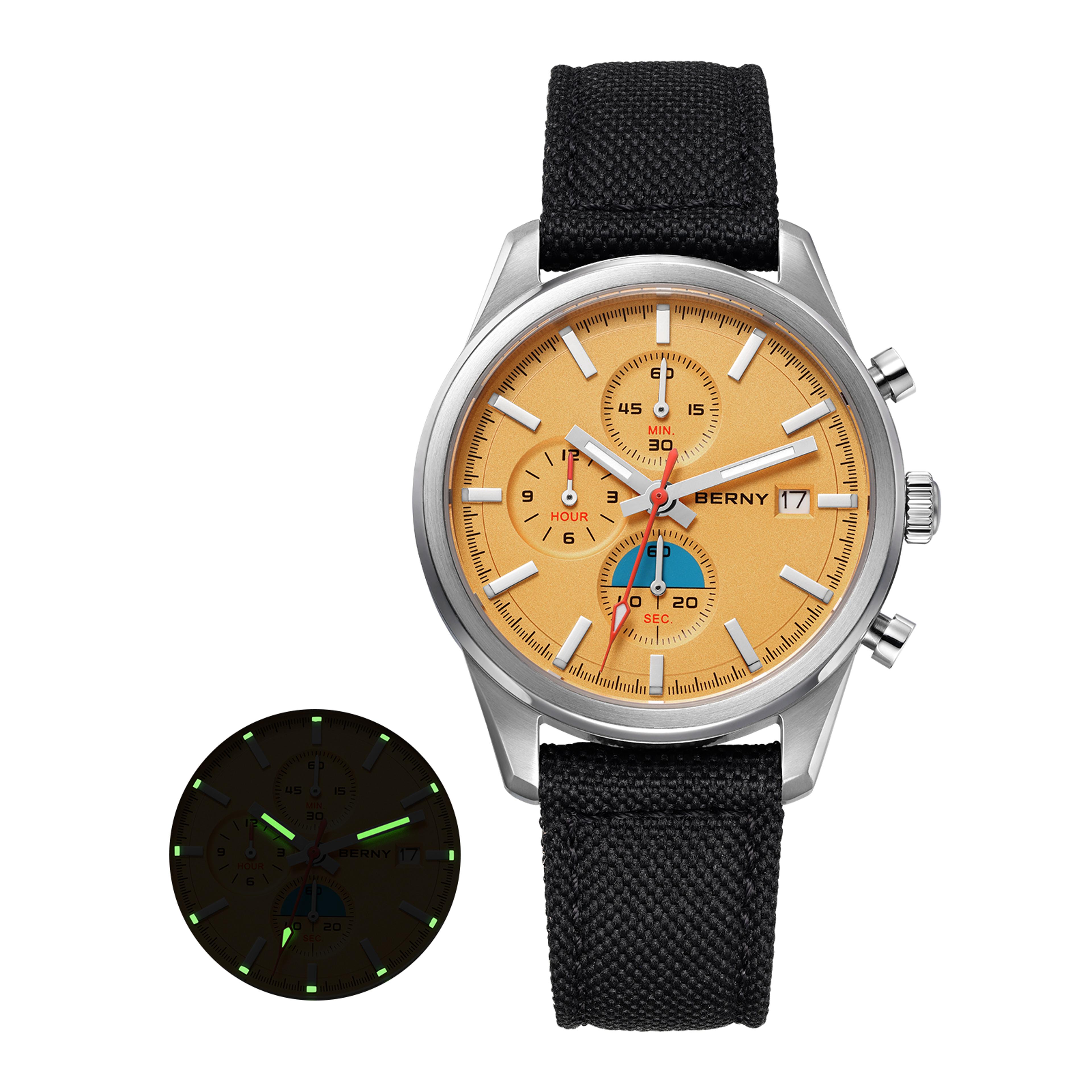 Mens Chronograph Watch Miyota OS10 Sapphire Crystal 9