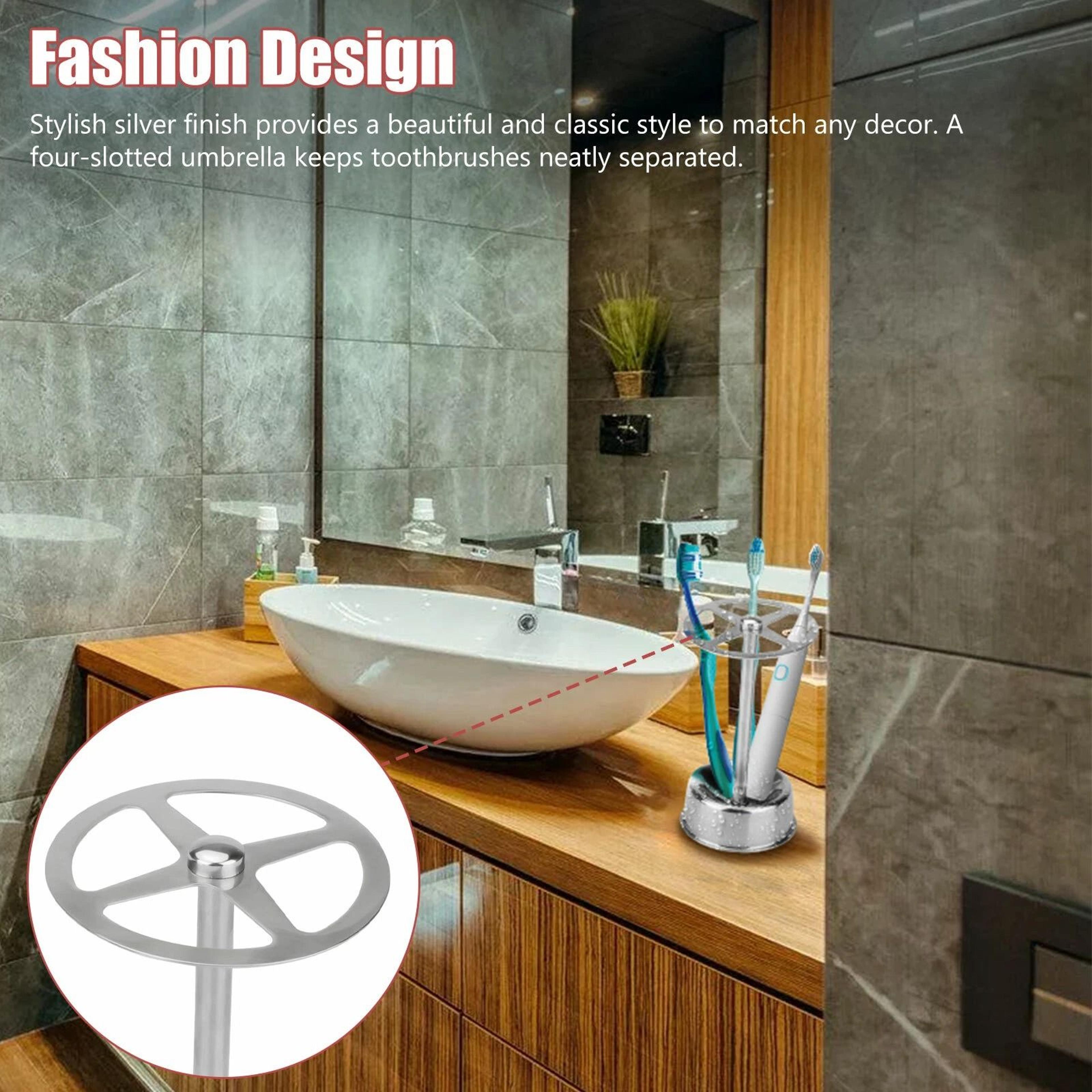 Stainless Steel Toothbrush Holder Freestanding Bathroom Storage Stylish Toothpaste Stand SpaceSavin 6