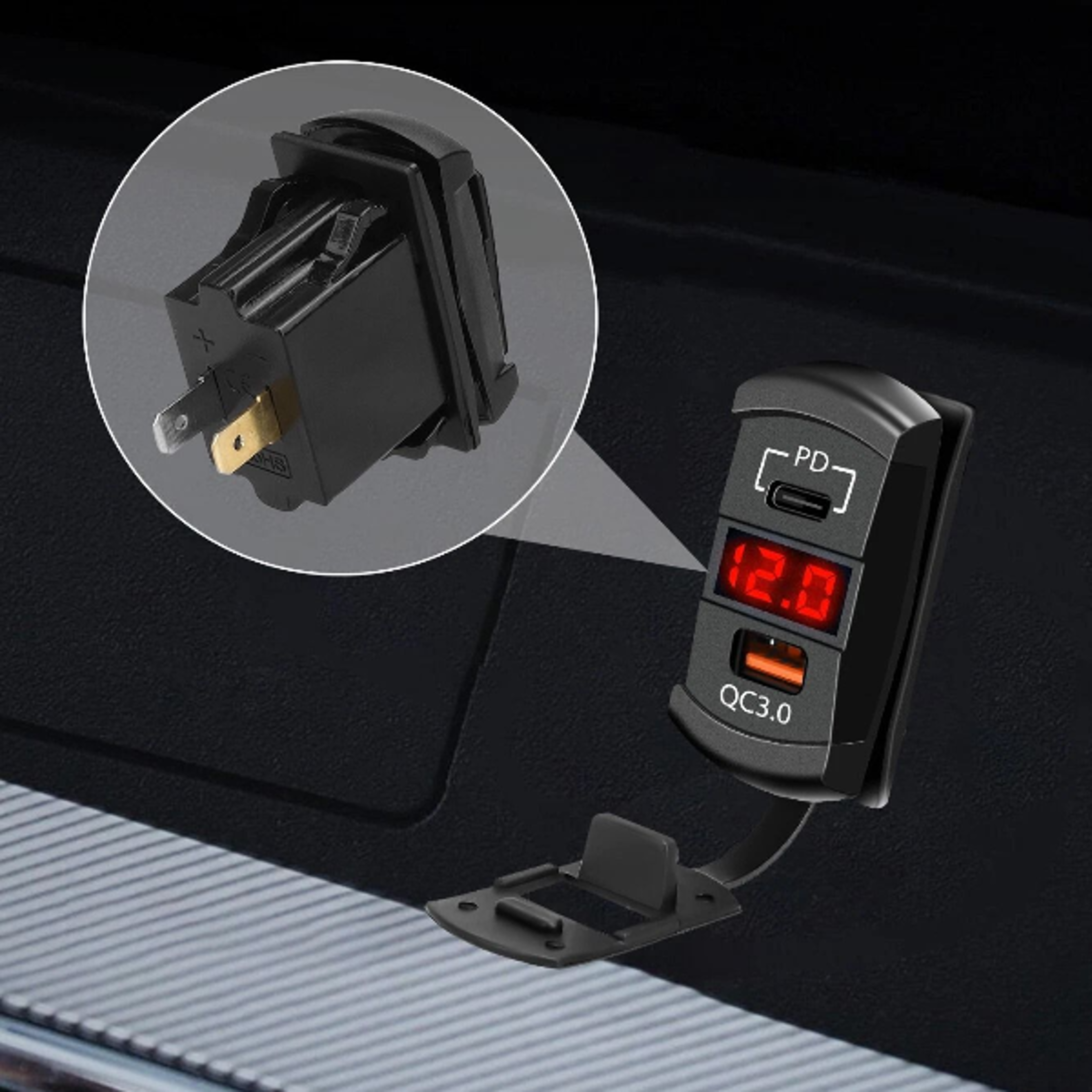 dual usb fast charger socket, power outlet, quick charge