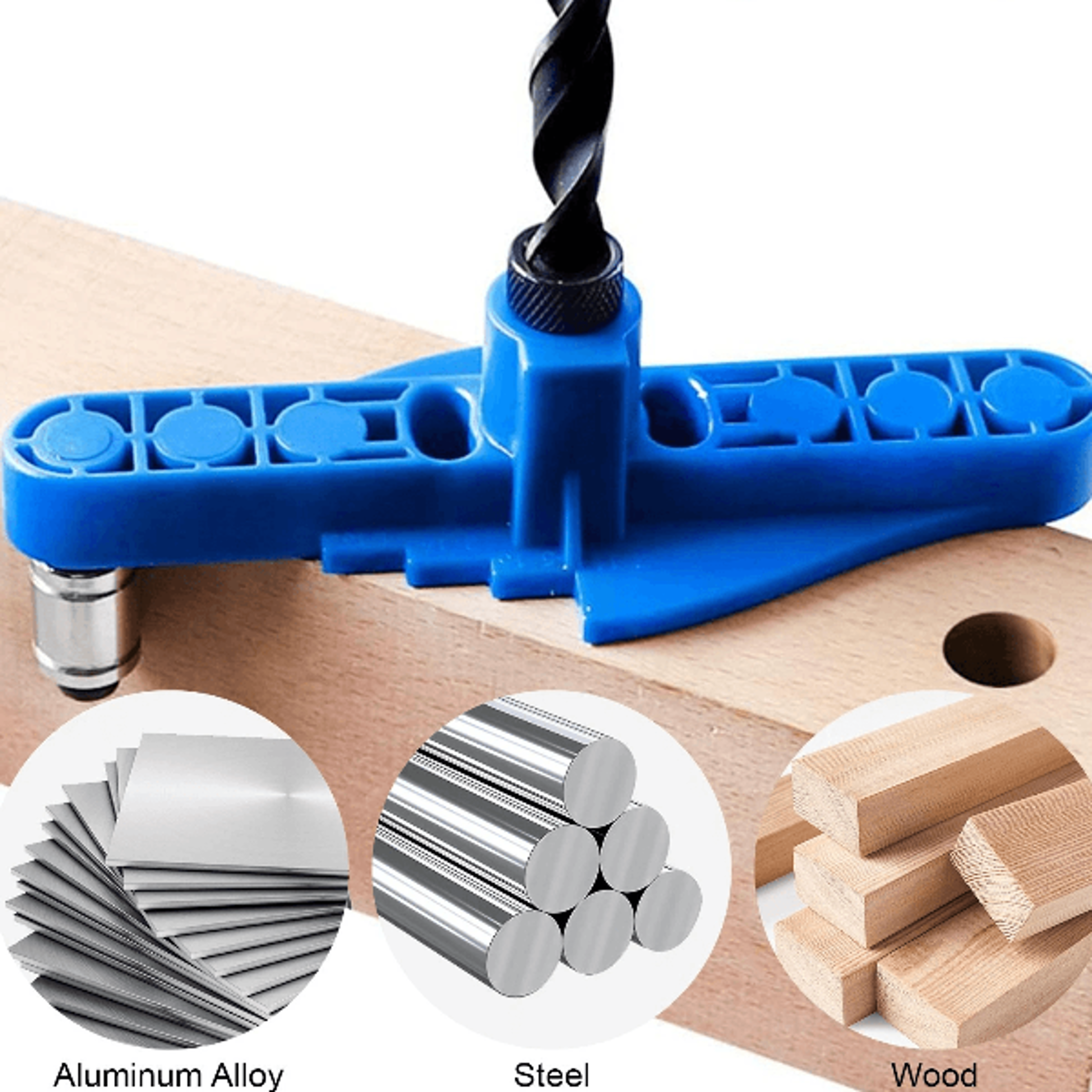 woodworking doweling drill guide locator, self-centering pocket hole jig kit for accurate drilling