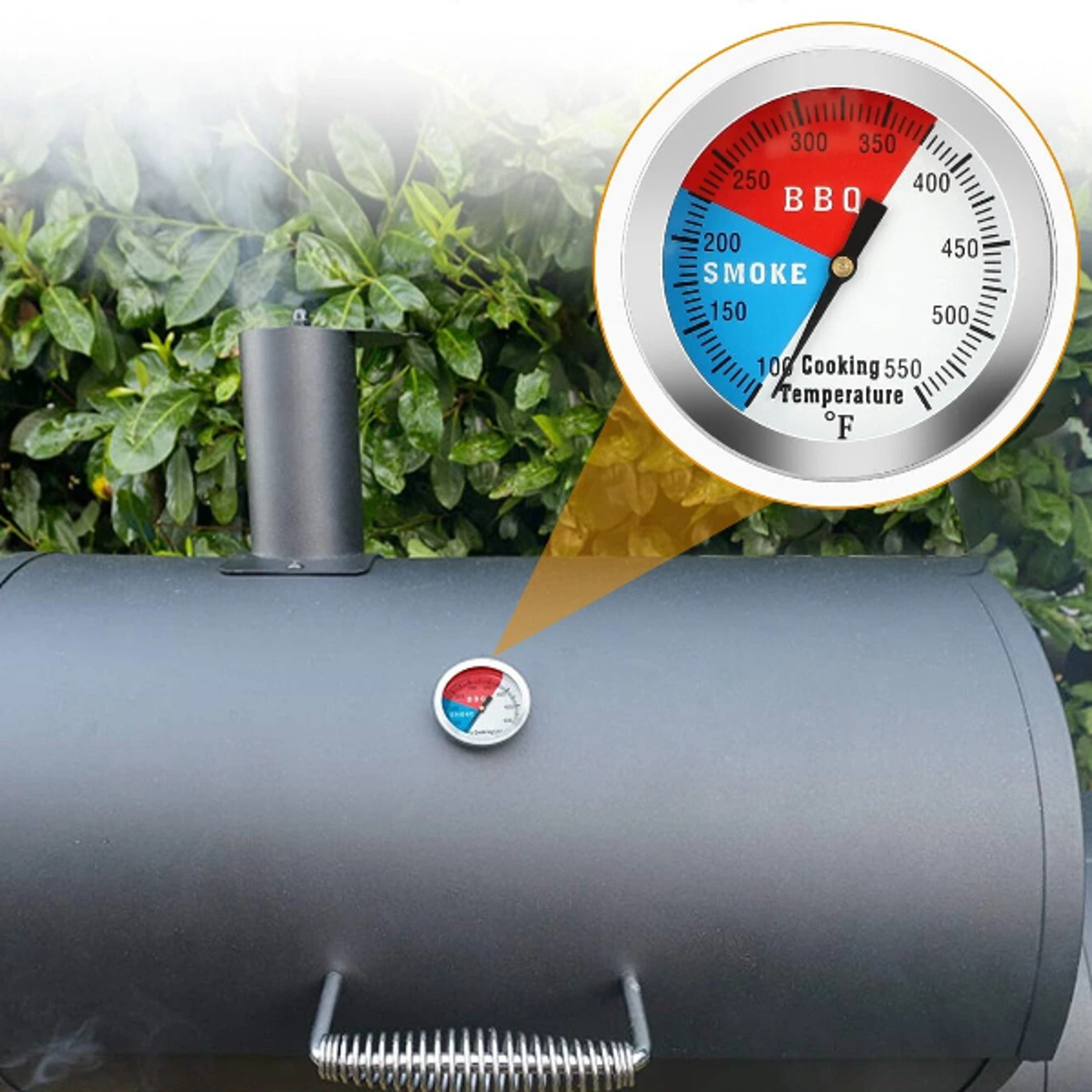 temperature thermometer gauge for bbq grill, smoker pit, stainless steel probe