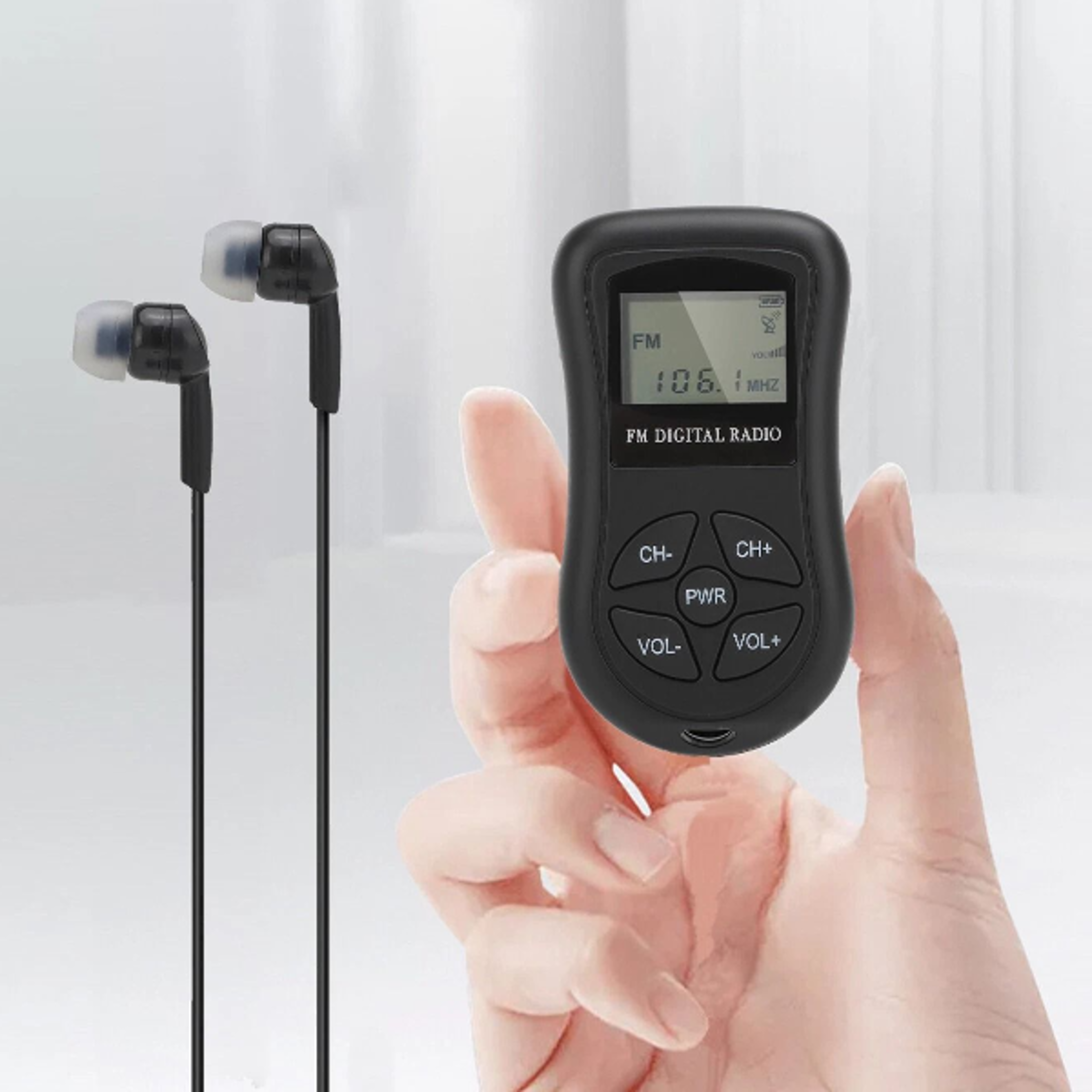 pocket mini digital fm radio with lcd screen, portable walking receiver