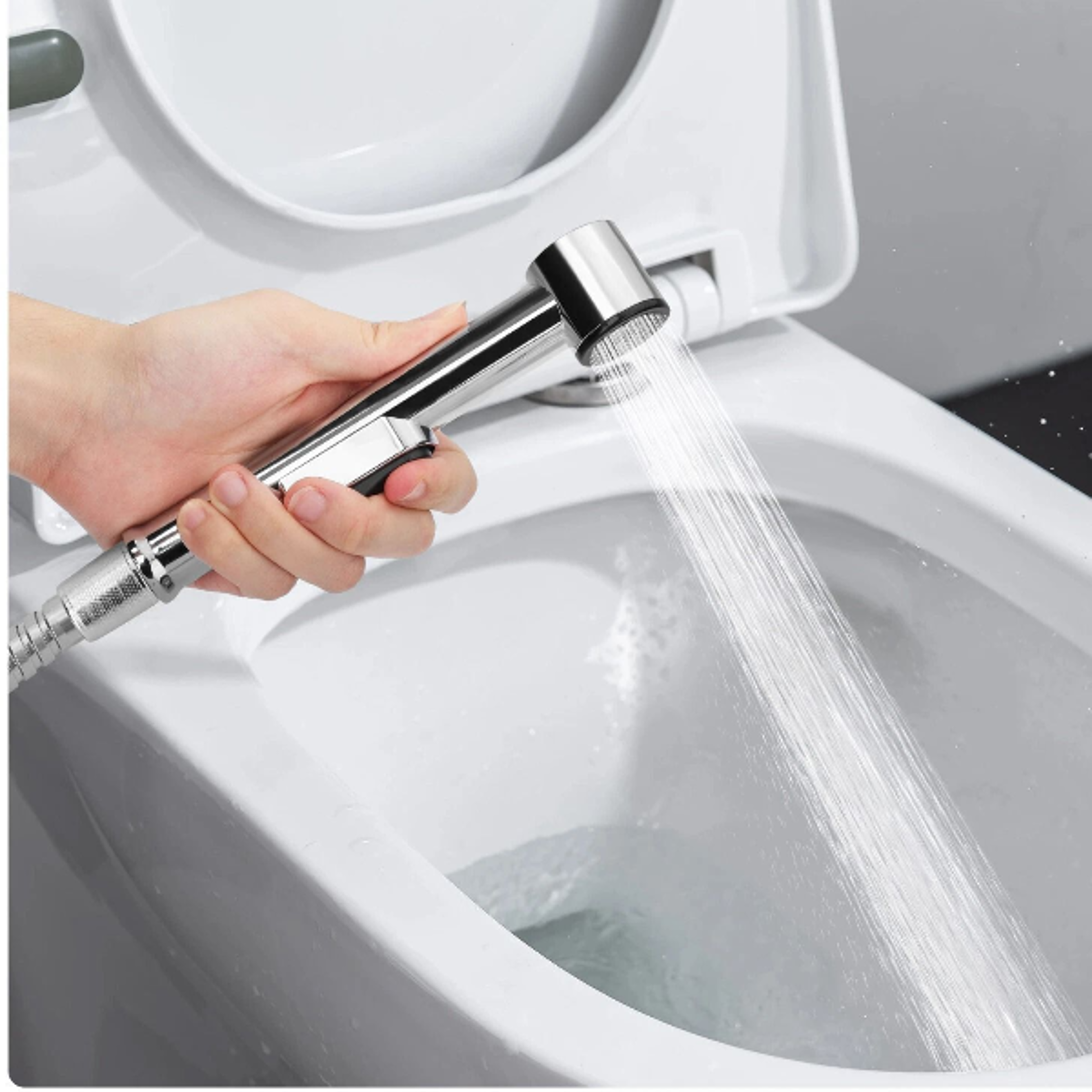 hand held toilet bidet sprayer with hose – durable stainless steel bathroom water spray head