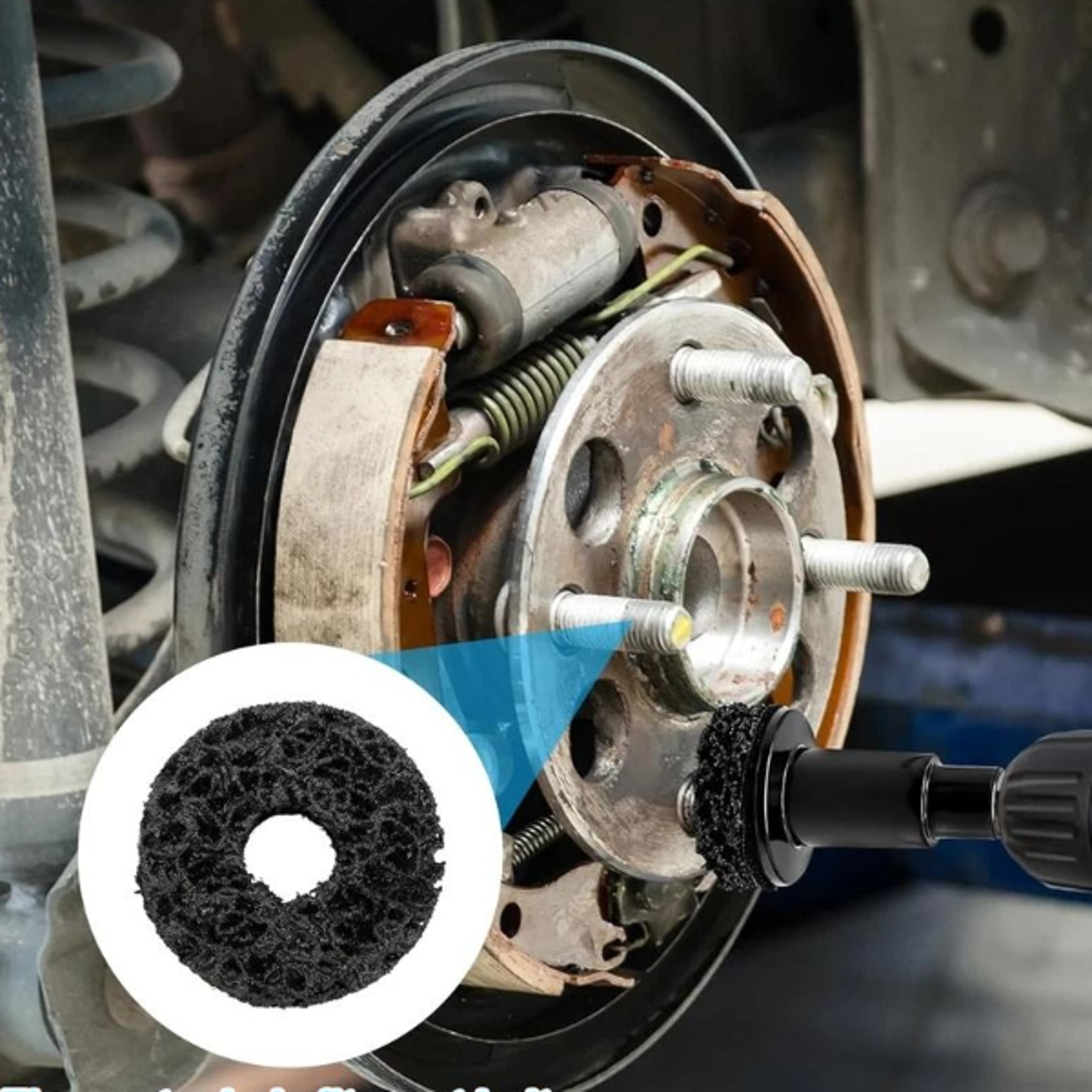 wheel stud hub cleaner kit for brake disc rust removal and polishing
