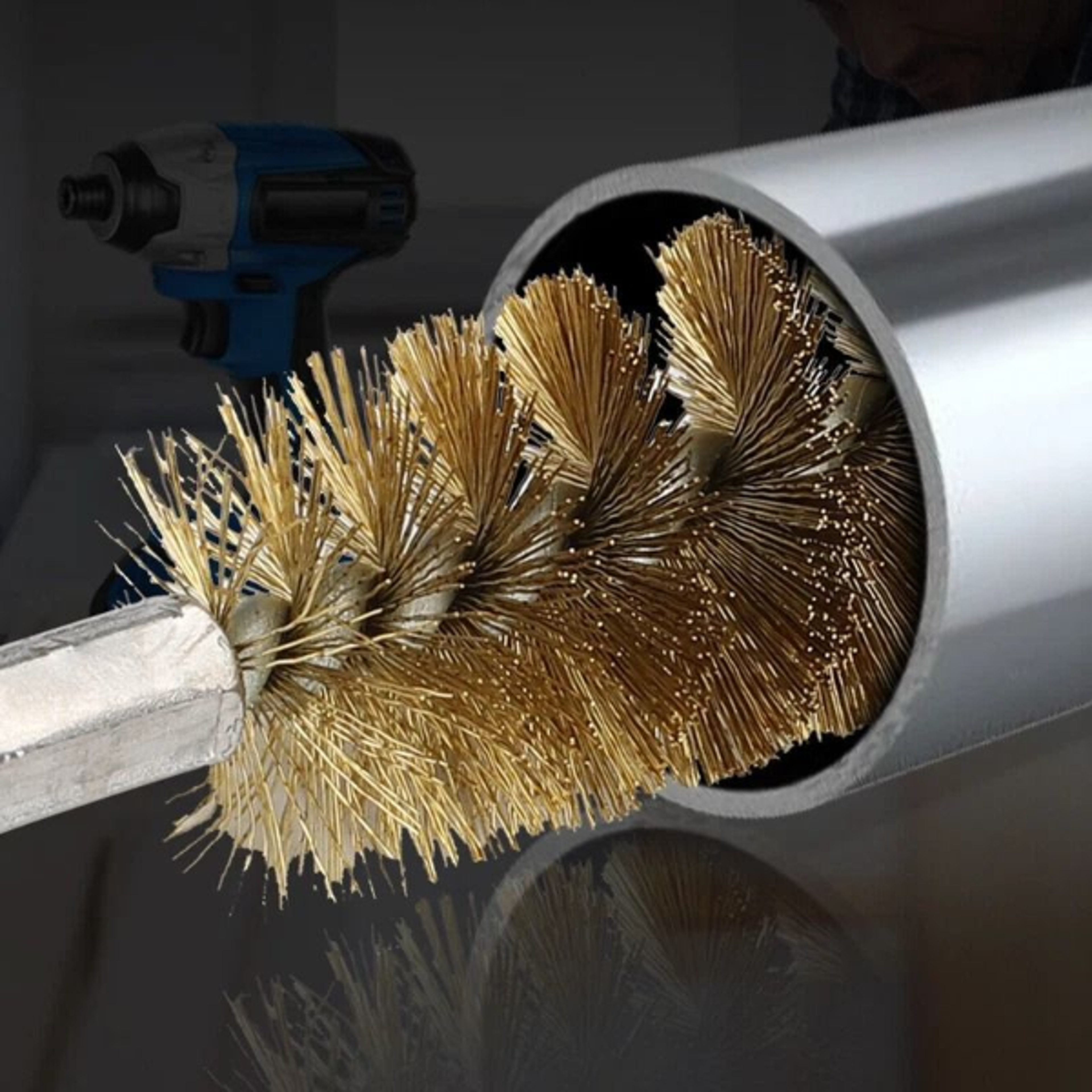 brass bore cleaning wire brushes set for power drill | versatile cleaning for tubes, ports & cylinders