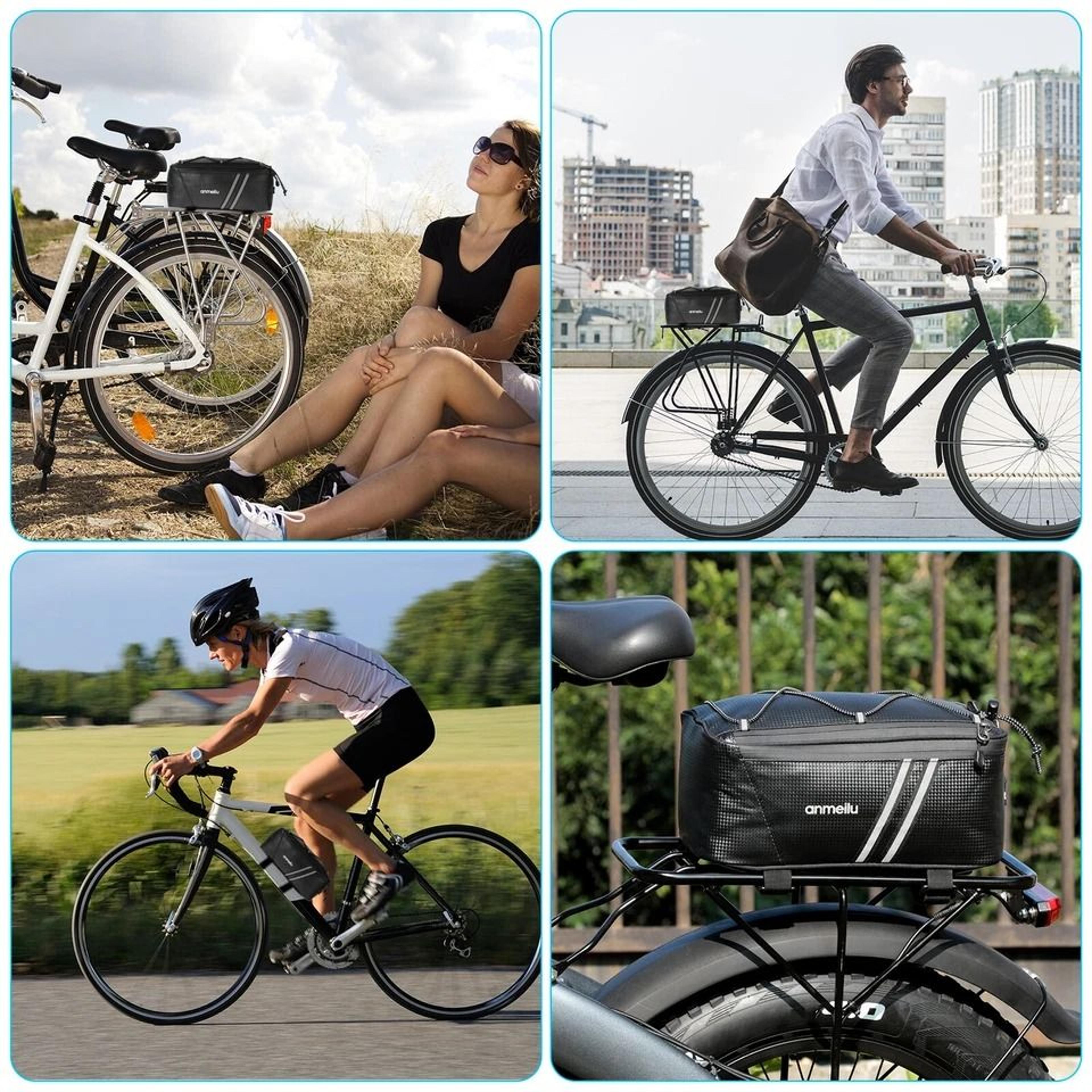 Waterproof Bicycle Rear Rack Seat Bag  Bike Cycling Storage Pouch Trunk Pannier Durable PU Leather 1
