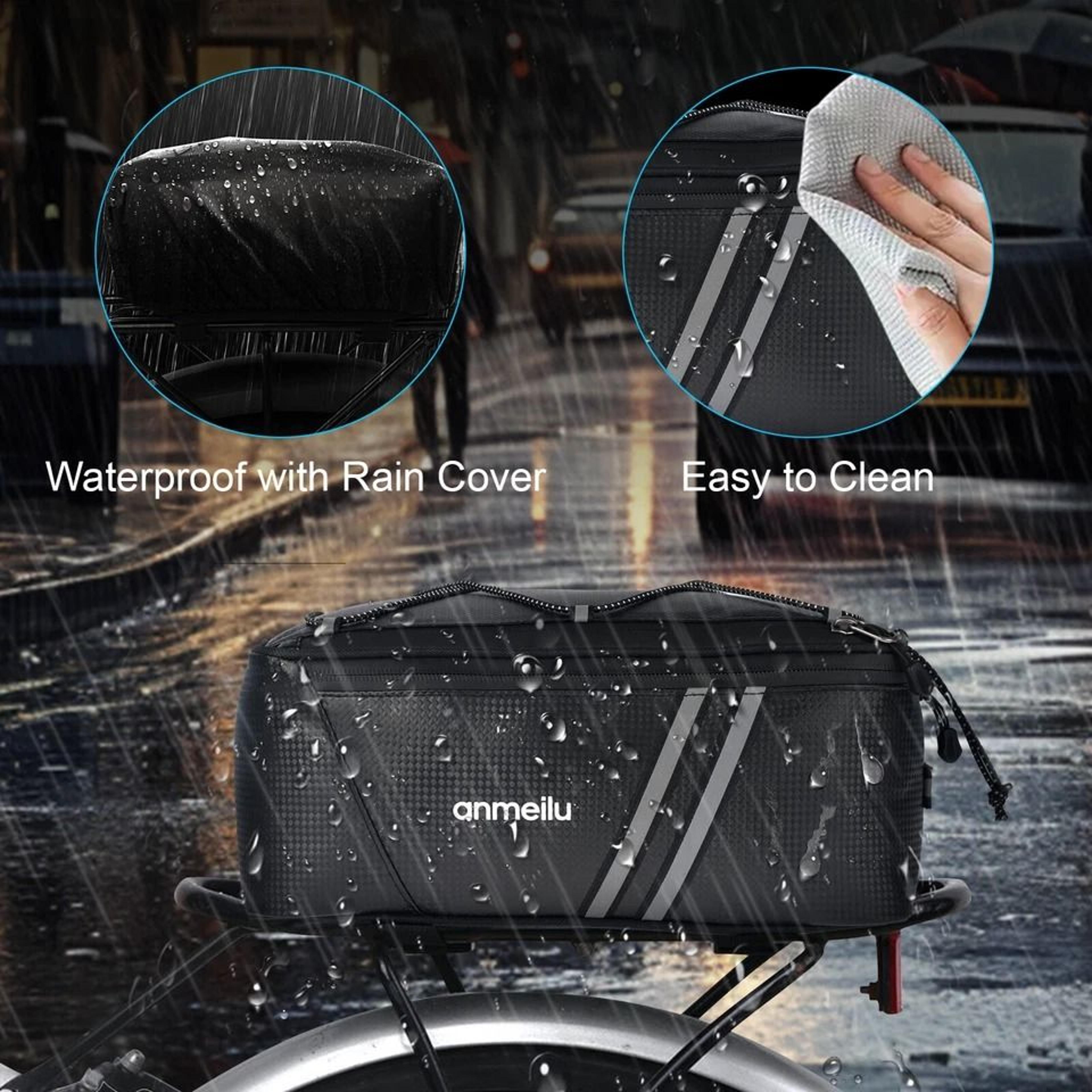 Waterproof Bicycle Rear Rack Seat Bag  Bike Cycling Storage Pouch Trunk Pannier Durable PU Leather 3
