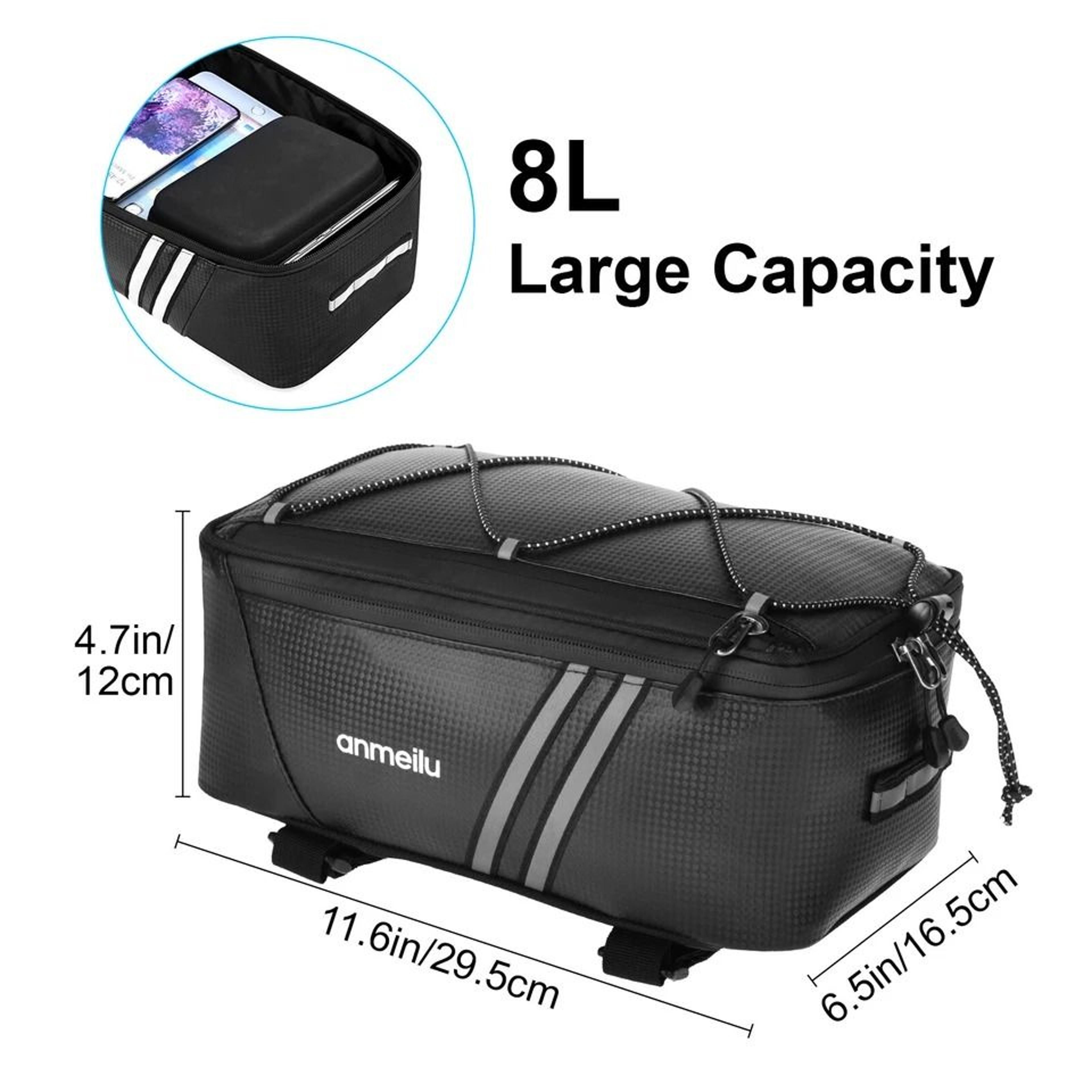 Waterproof Bicycle Rear Rack Seat Bag  Bike Cycling Storage Pouch Trunk Pannier Durable PU Leather 5