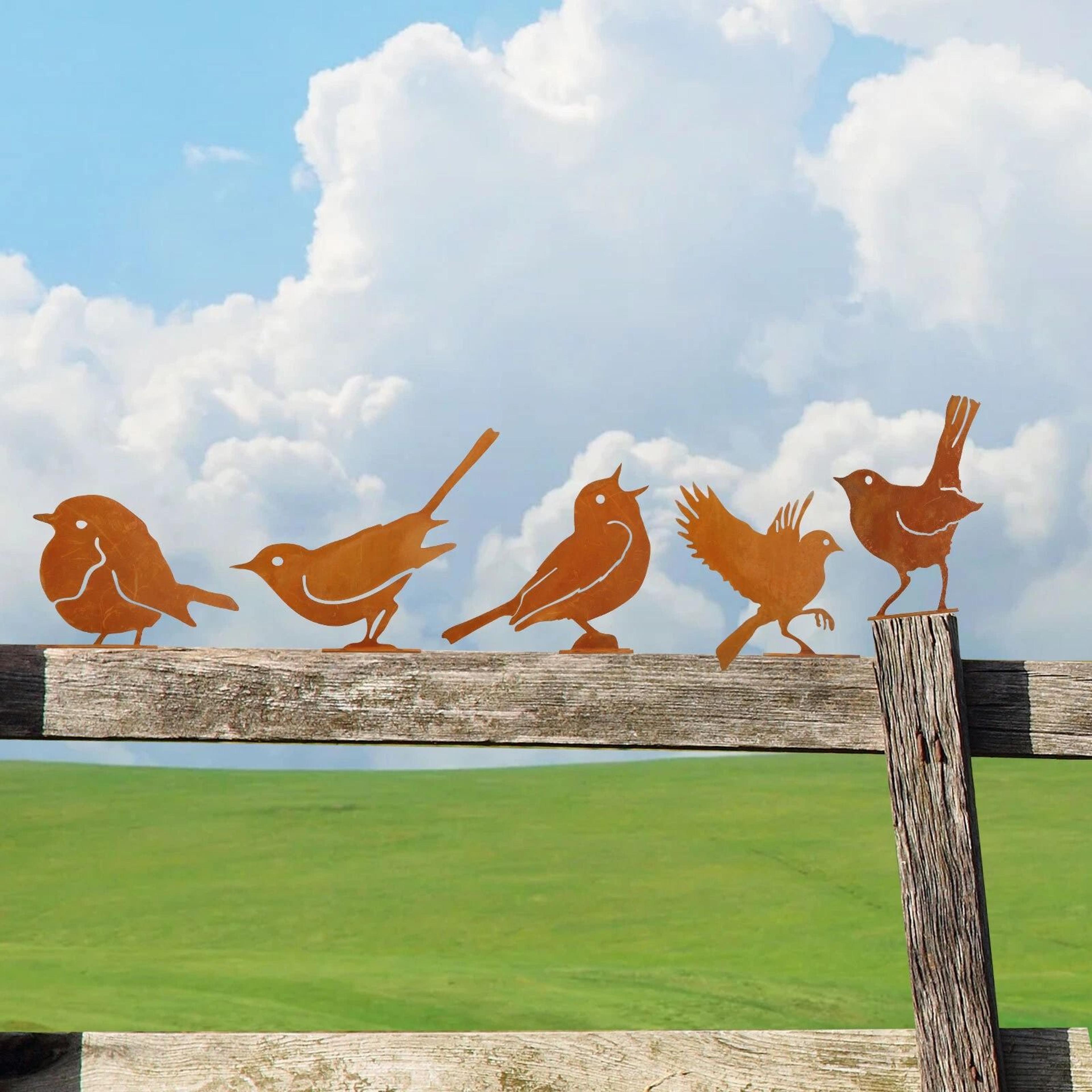 rustic metal bird art ornament – yard garden bird decor for home and outdoor