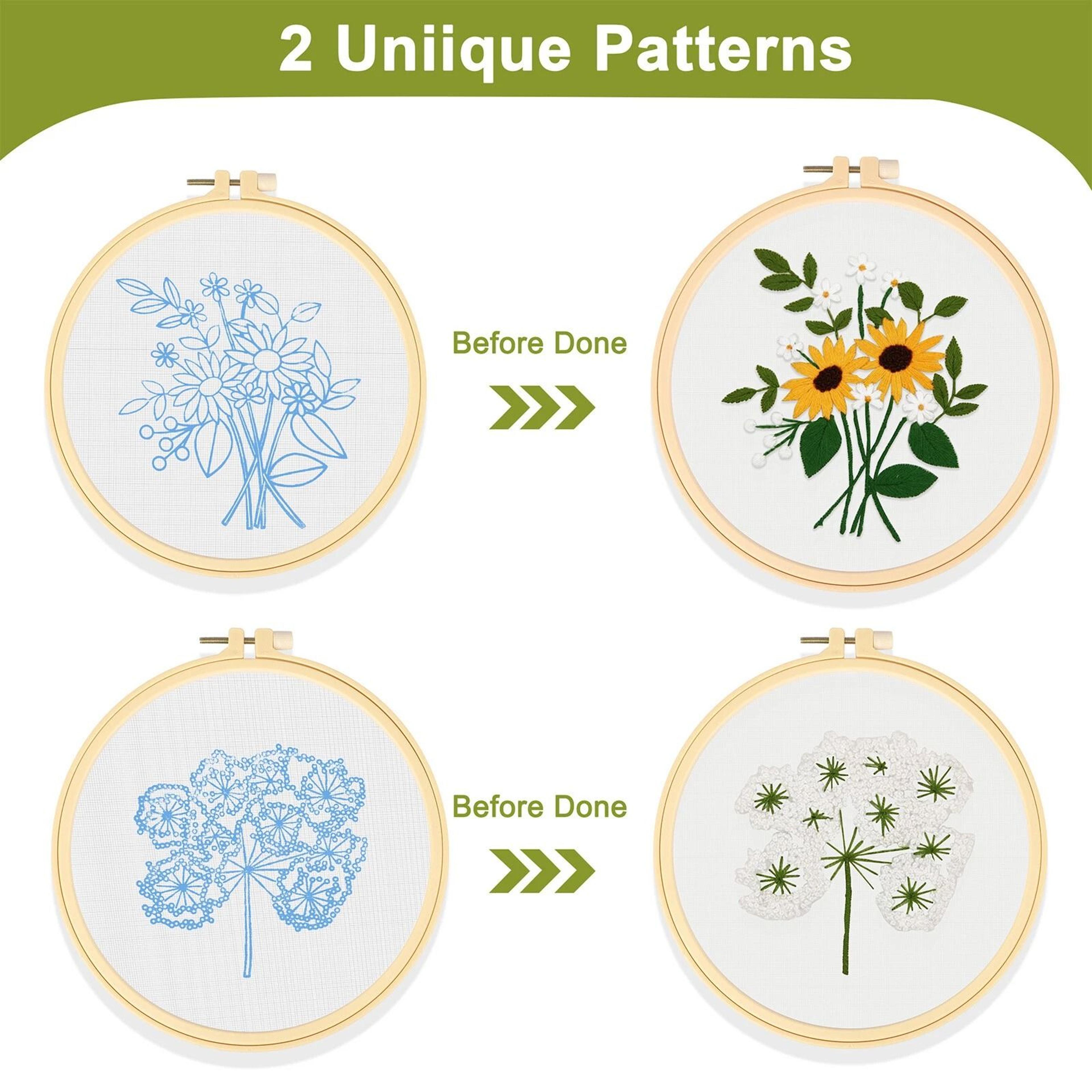 Embroidery Kit For Beginners  Complete Cross Stitch Starter Set With Floral Design And Hoop 2