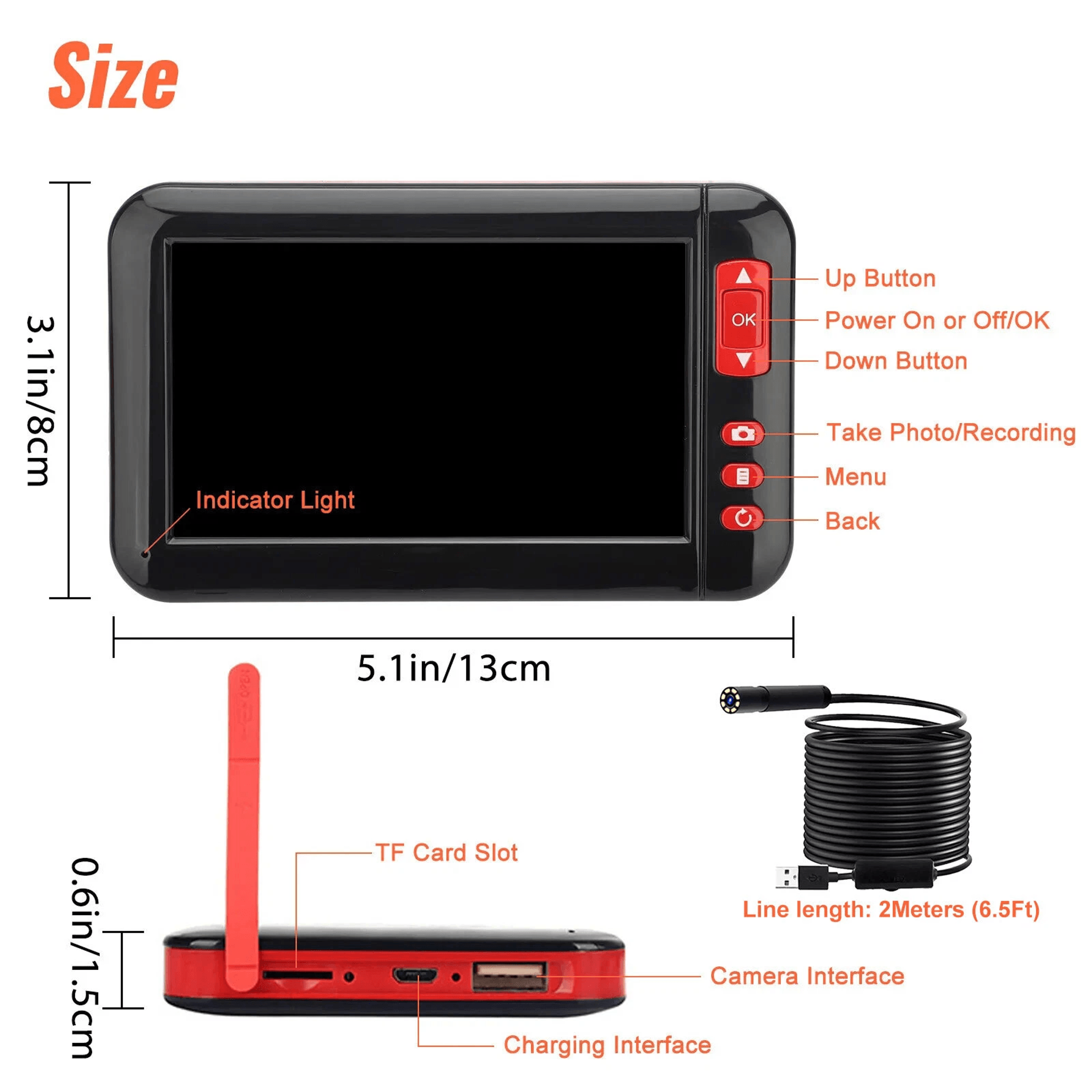 LED Industrial Endoscope Borescope Camera  Inspection Snake With Waterproof And HD Screen 4