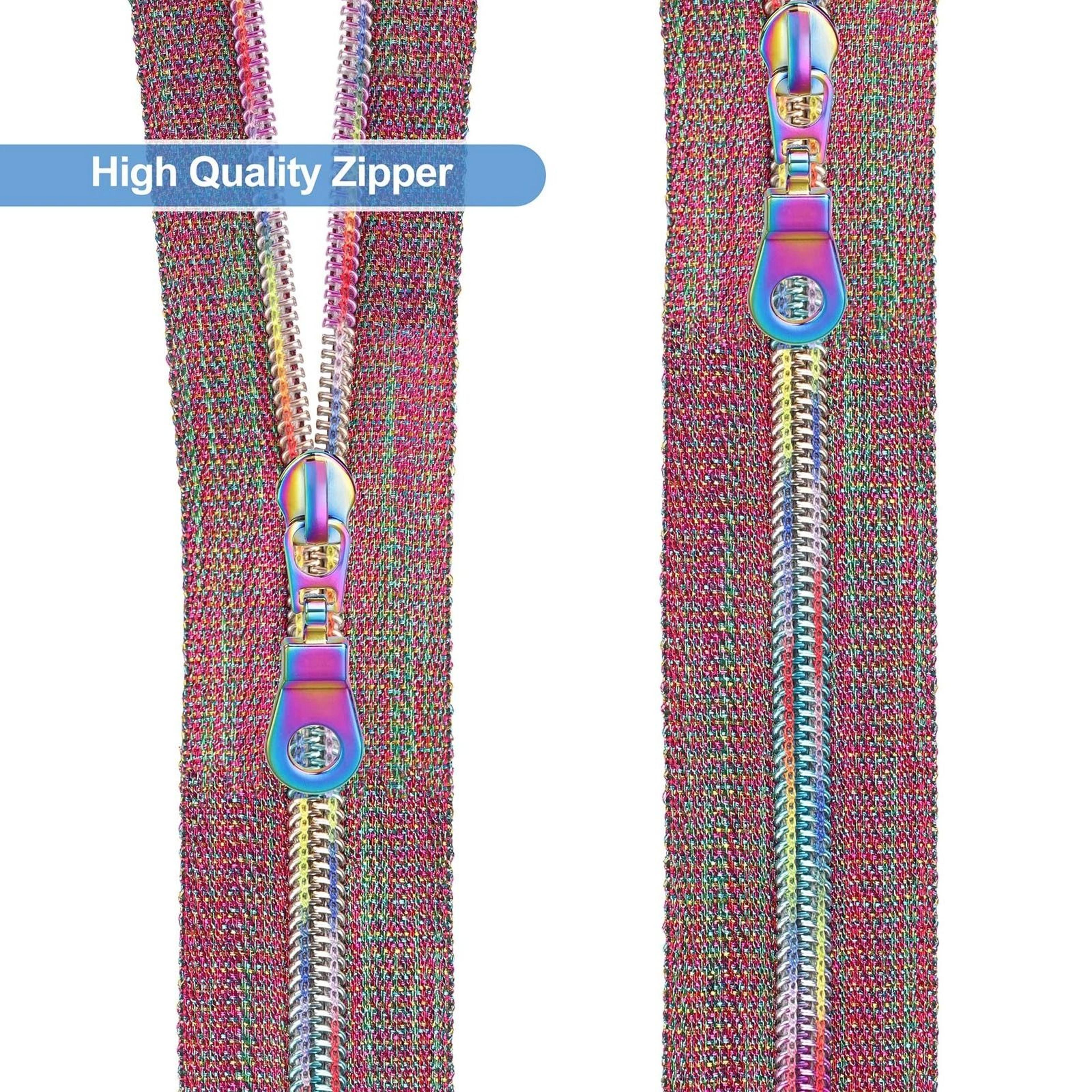 Rainbow Nylon Coil Zipper Tape By The Yard With Pulls For DIY Sewing And Bags 2