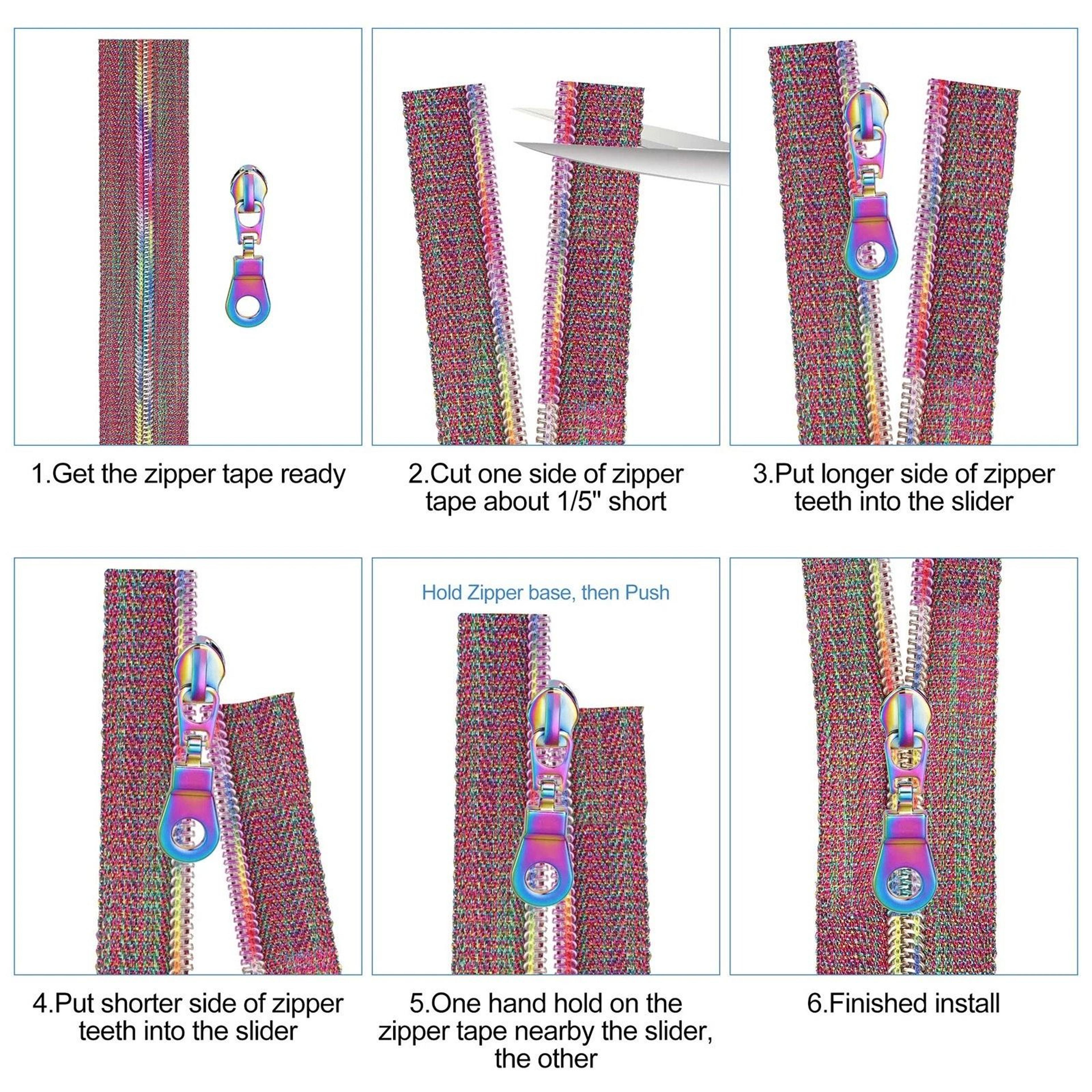 Rainbow Nylon Coil Zipper Tape By The Yard With Pulls For DIY Sewing And Bags 3