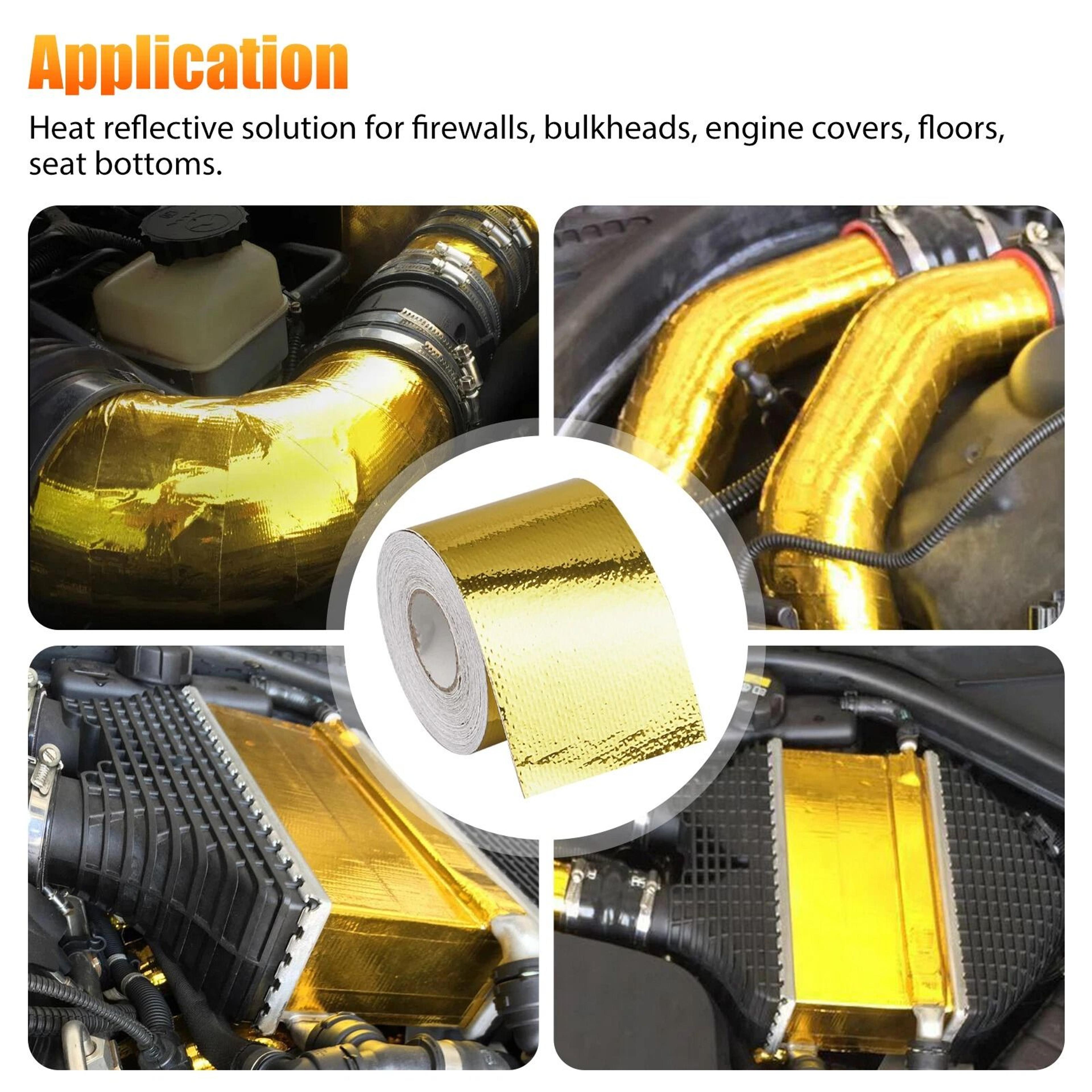Gold Reflective Heat Shield Wrap Tape  Selfadhesive High Temperature Insulation For Automotive  Ind 1