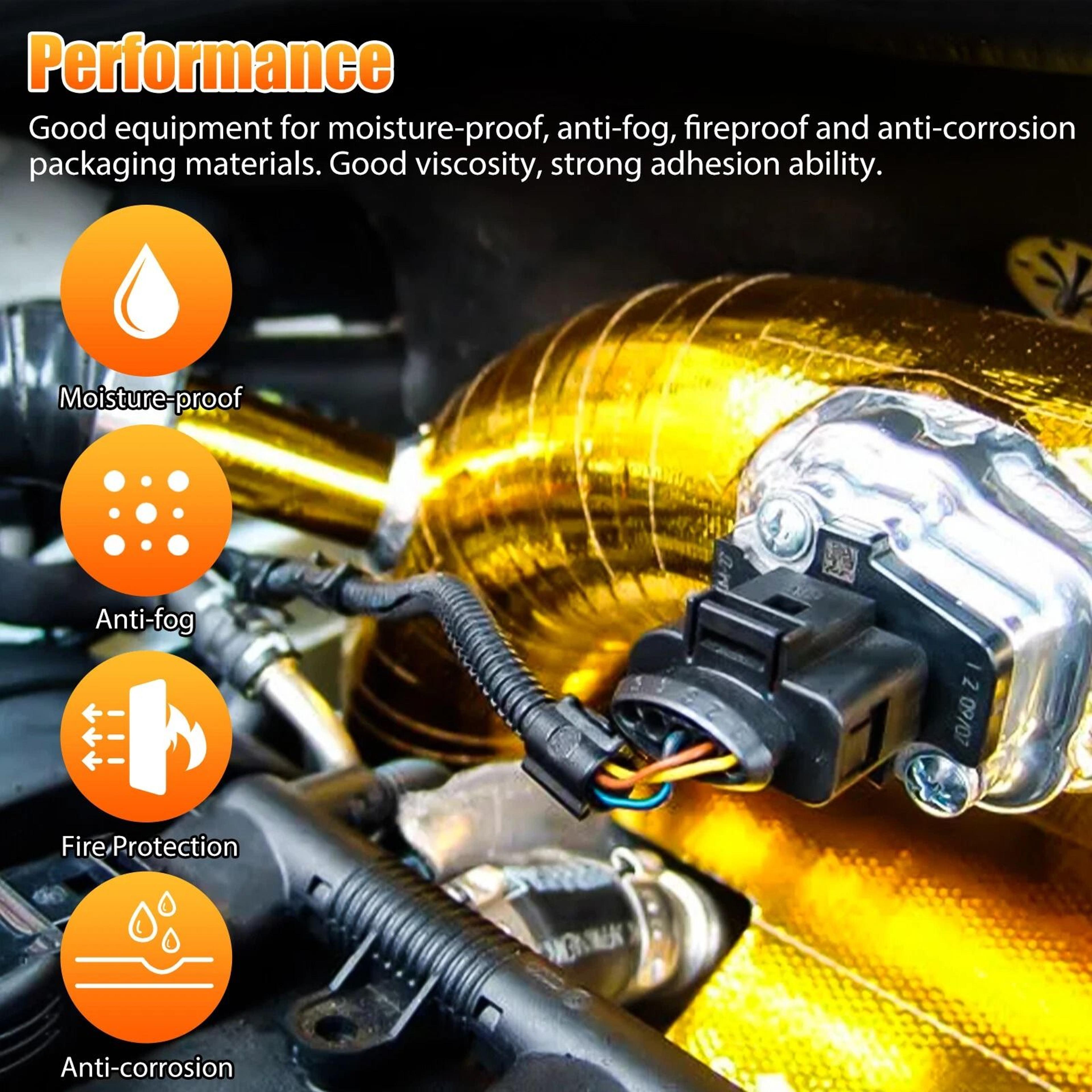 Gold Reflective Heat Shield Wrap Tape  Selfadhesive High Temperature Insulation For Automotive  Ind 2