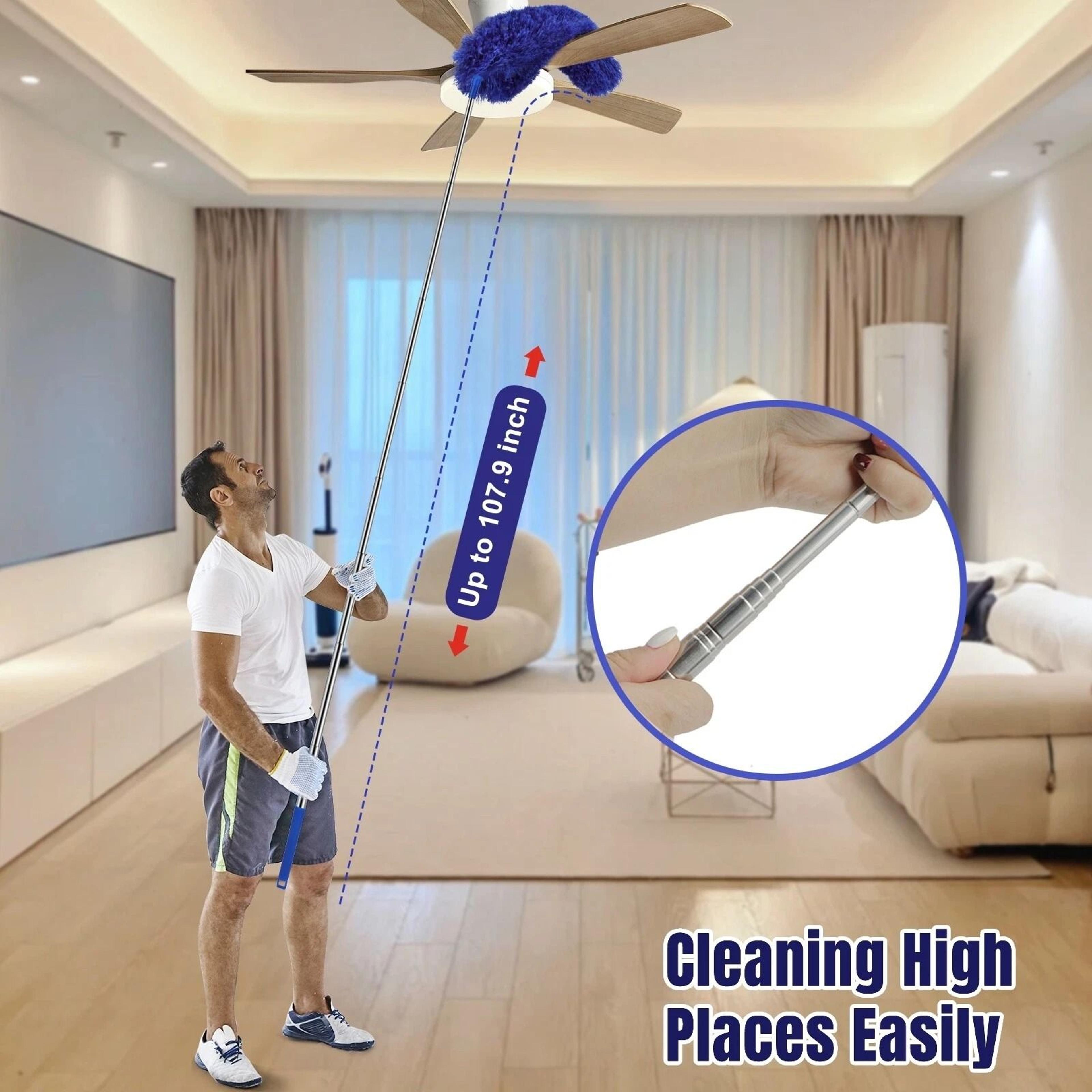 Ceiling Fan Microfiber  Cobweb Duster Cleaning Brush With Extension Pole  Telescopic Rod For Easy R