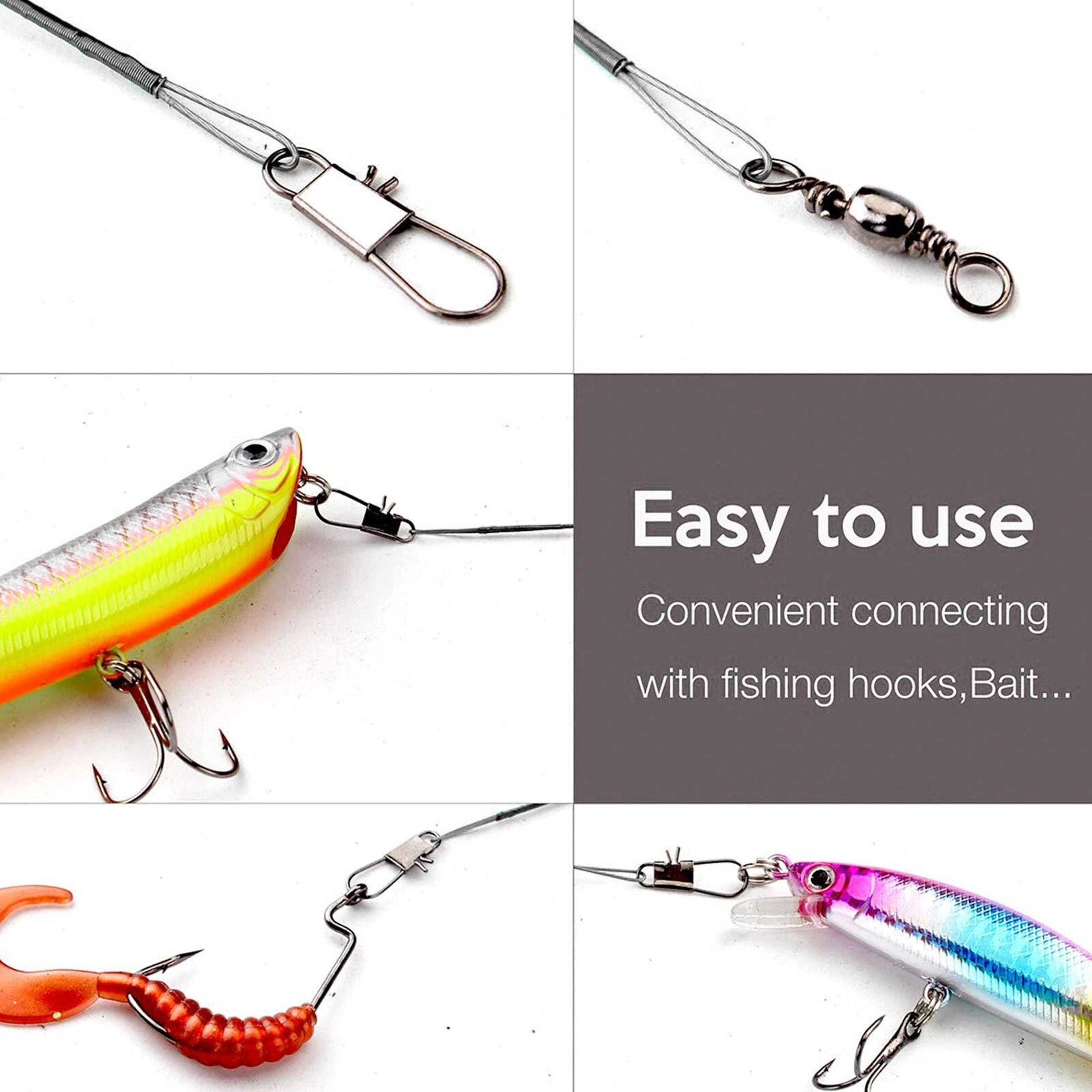 Stainless Steel Fishing Leader Wire  Fish Lure Trace Durable NylonCoated With Snap Hooks 5