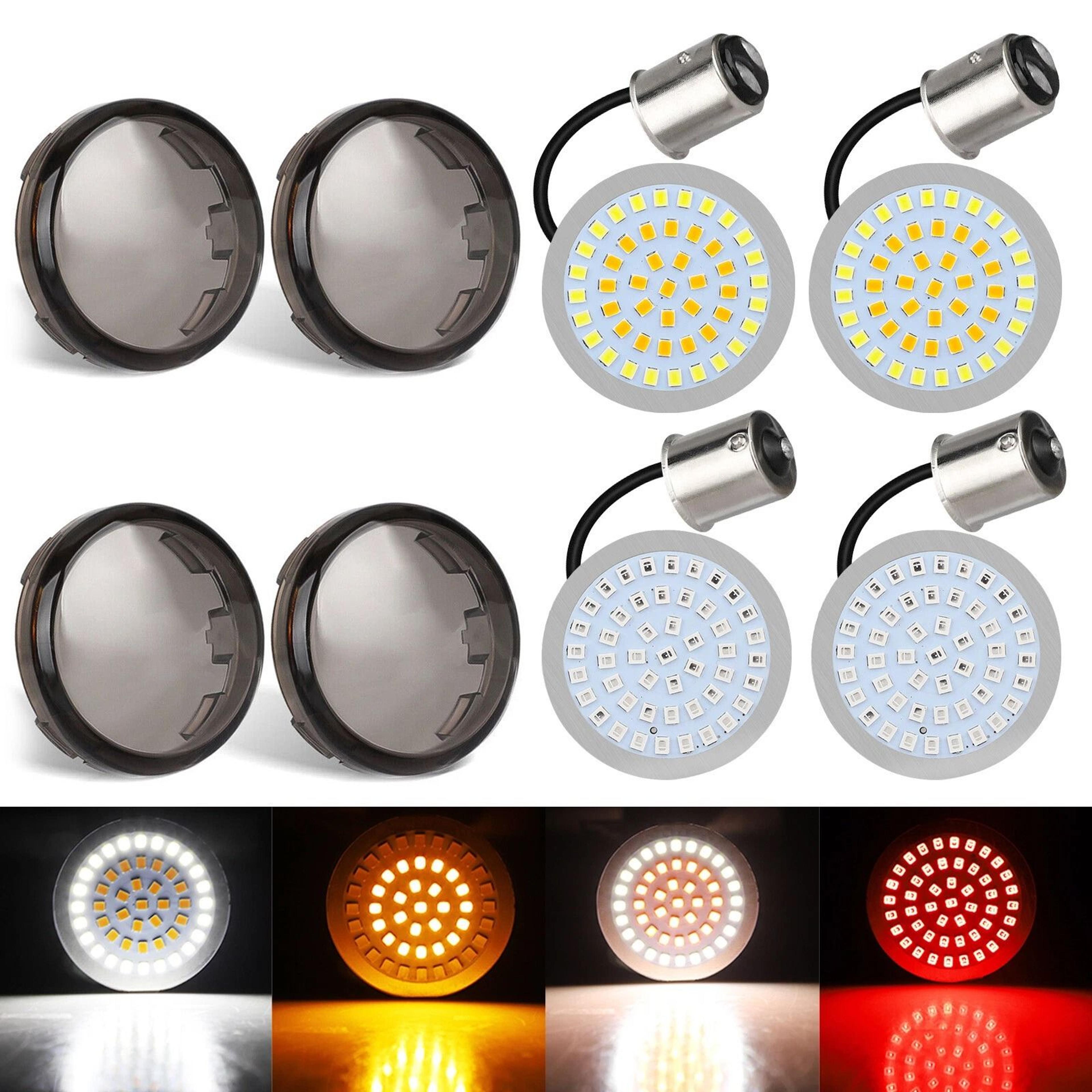 LED Bullet Turn Signal Lights With Smoke Lens For Harley  Front  Rear Fit 7